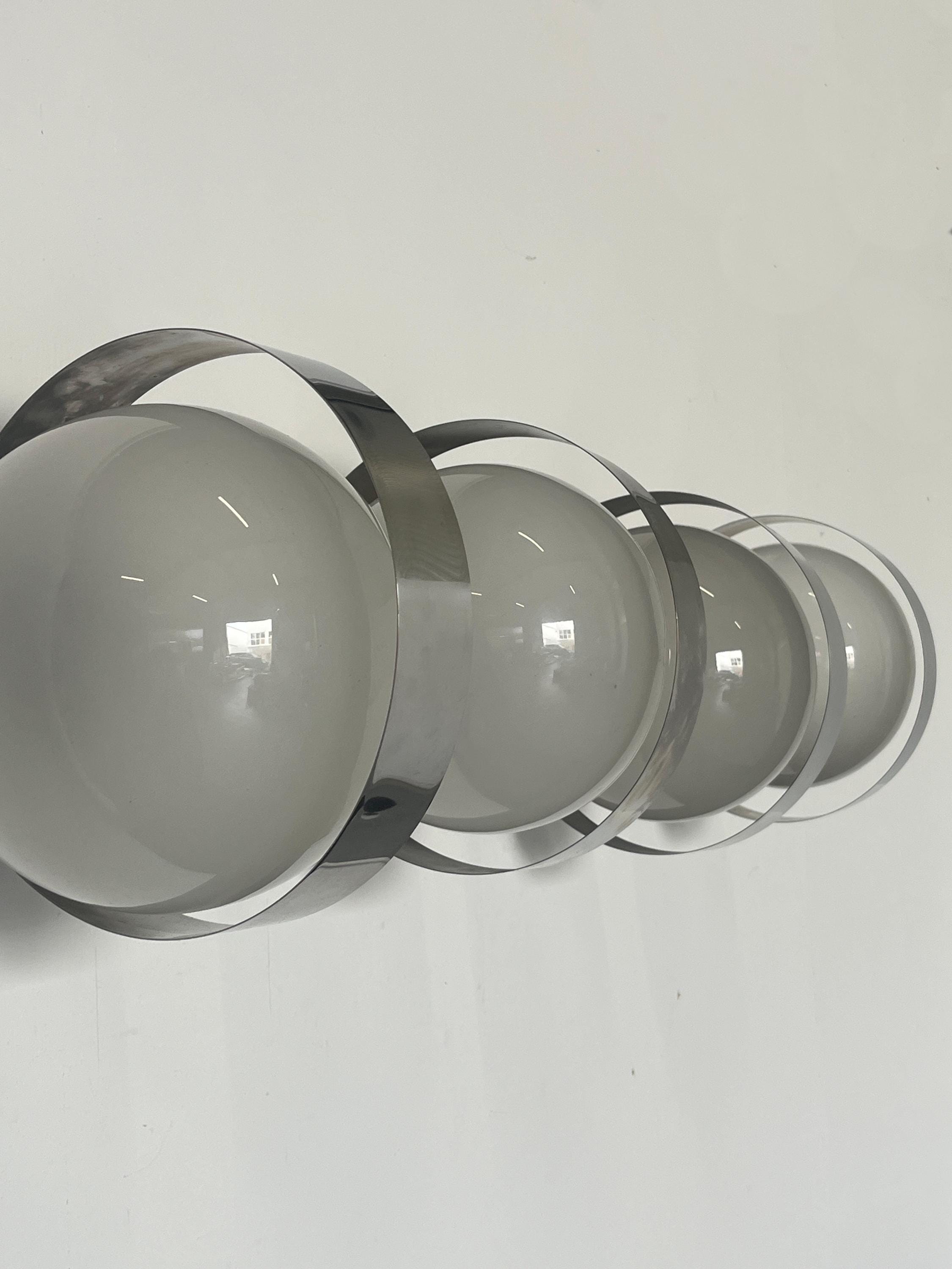 Wall Lamps in the Style of Sergio Mazza in White Glass and Chrome