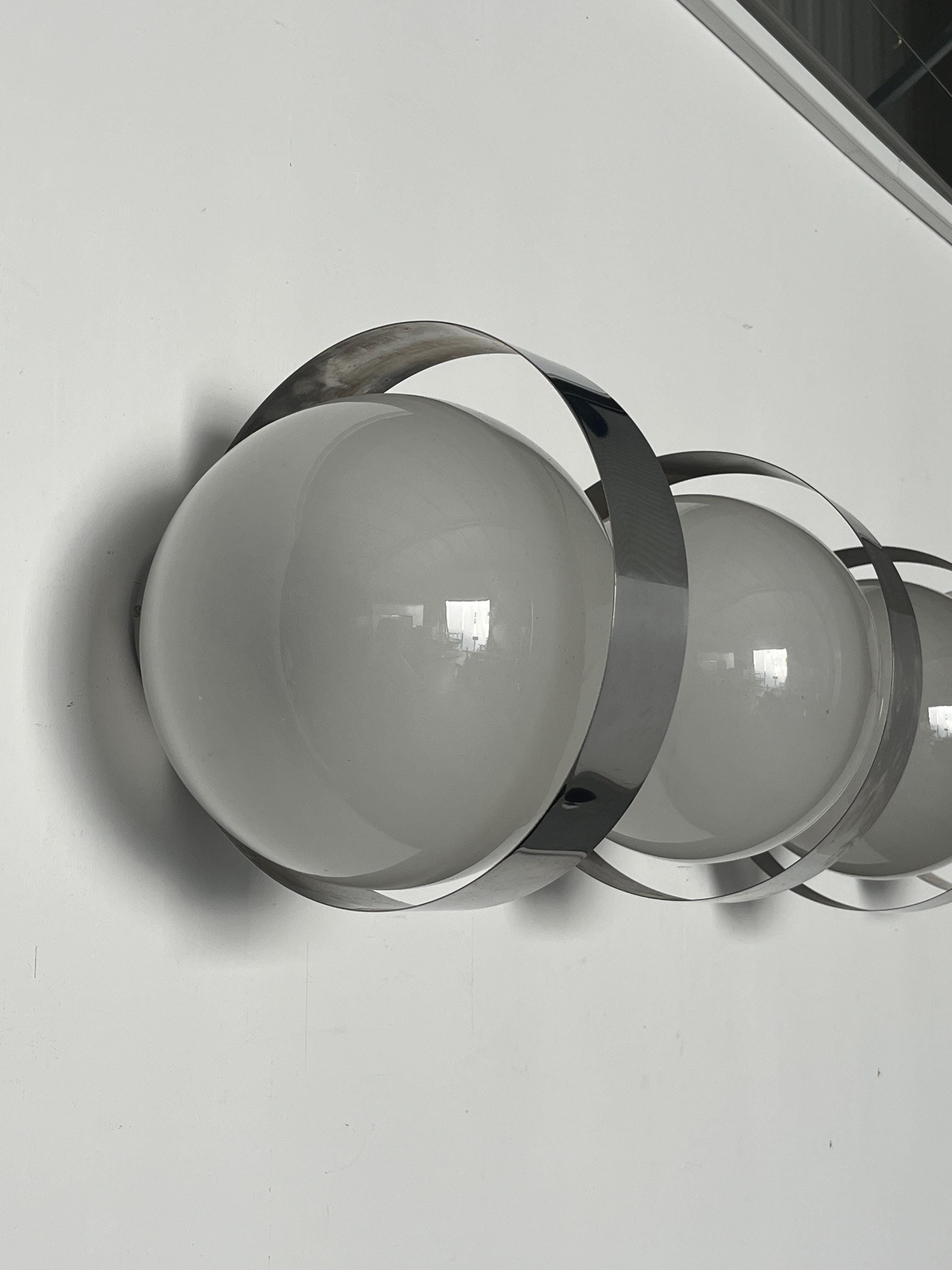 Wall Lamps in the Style of Sergio Mazza in White Glass and Chrome