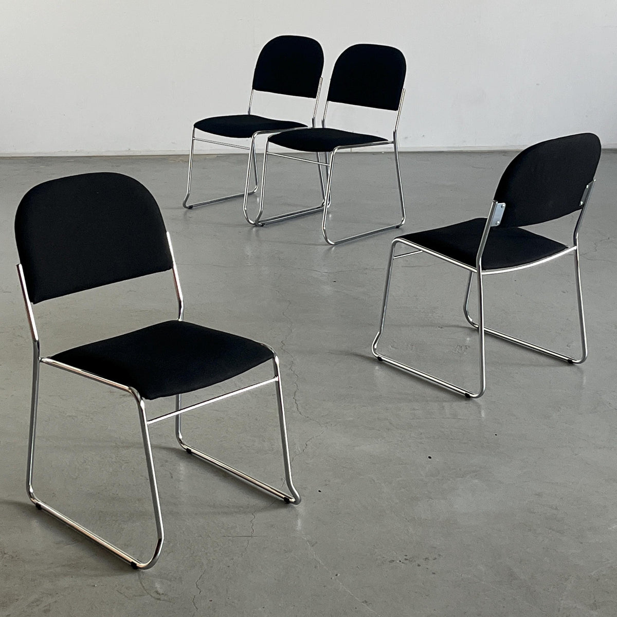 Minimalist Dining Chairs in Black Fabric