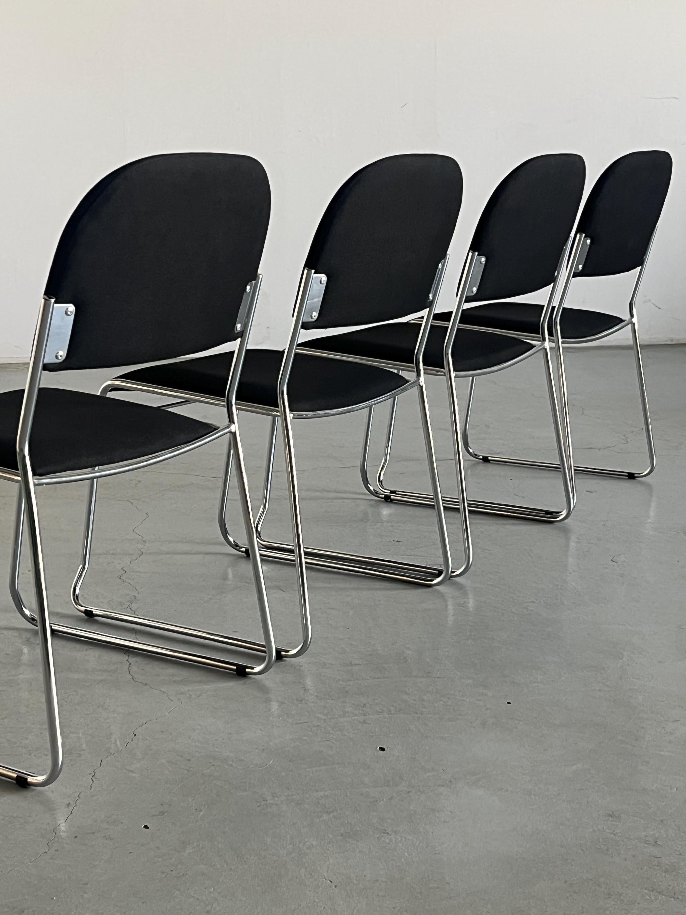 Minimalist Dining Chairs in Black Fabric