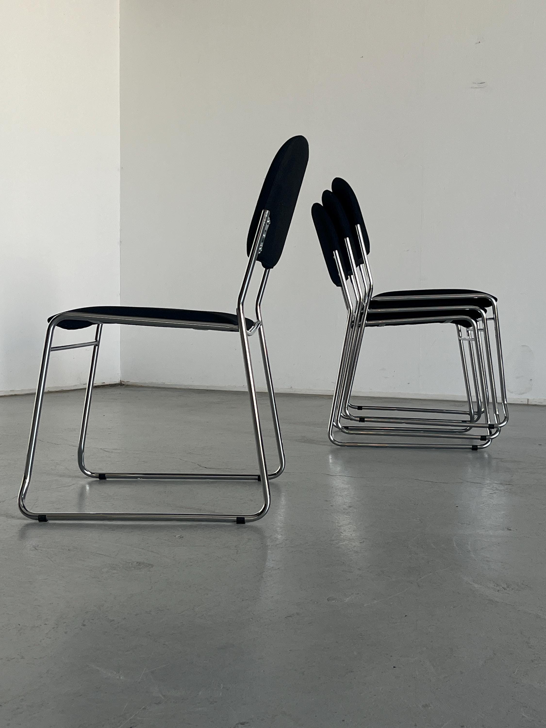 Minimalist Dining Chairs in Black Fabric
