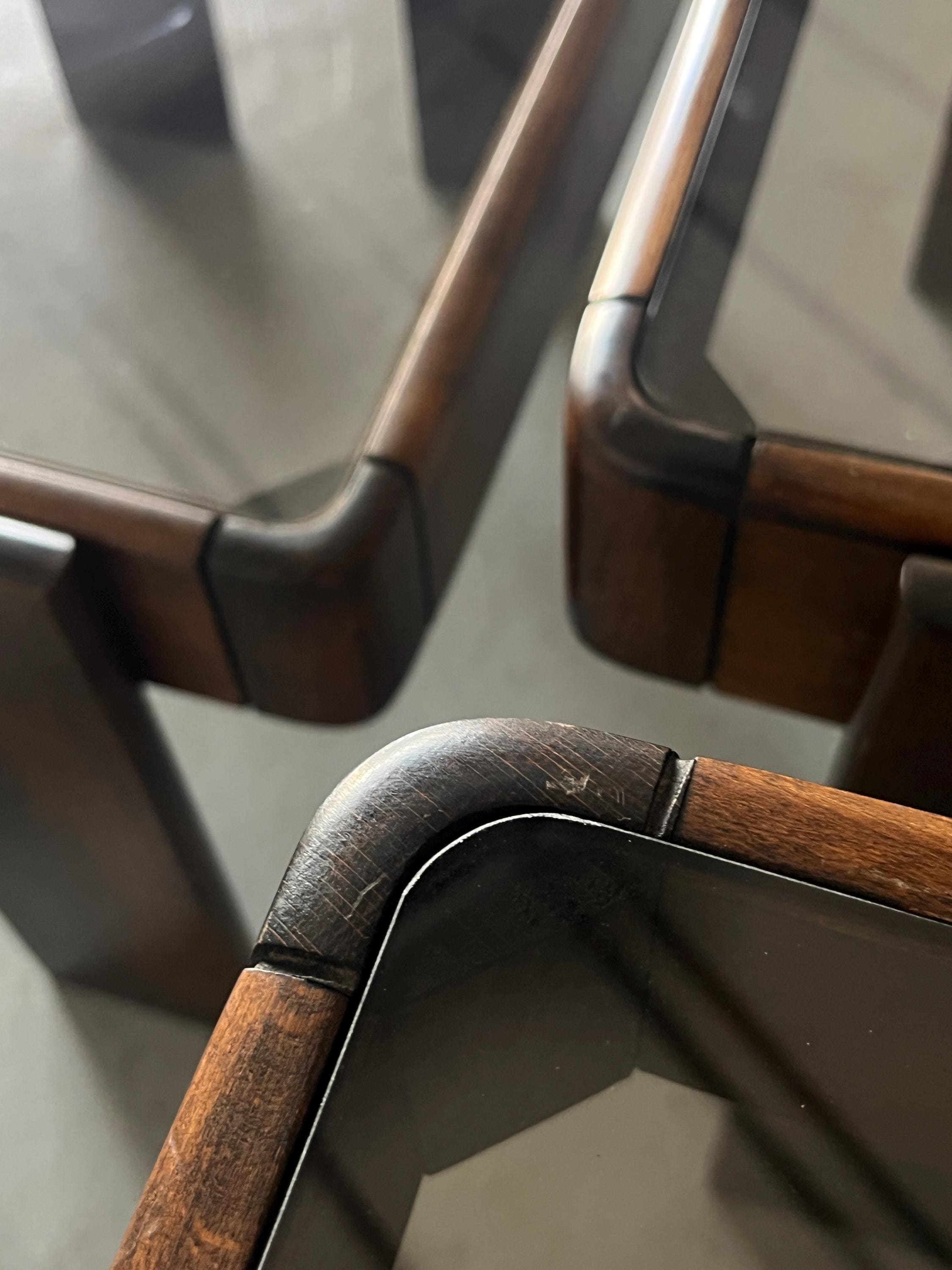Nesting Tables by Gianfranco Frattini for Meblo in Smoked Glass and Wood