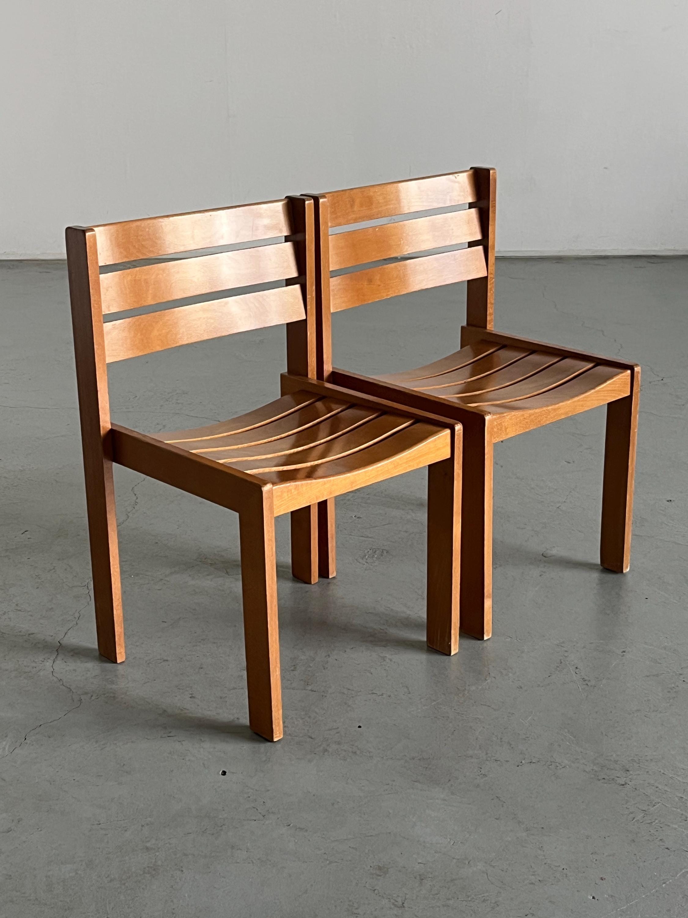 Stackable Beechwood Dining Chairs by Wilkhahn