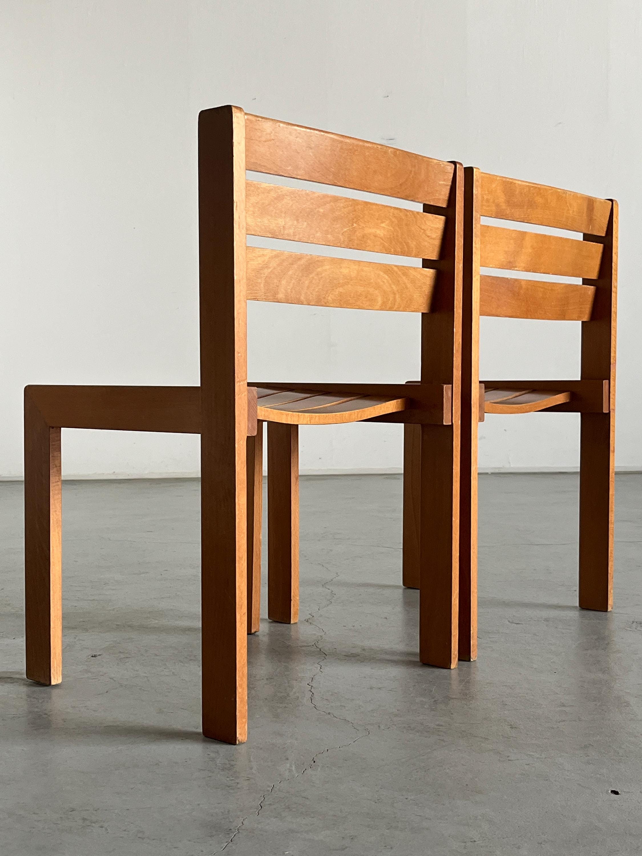 Stackable Beechwood Dining Chairs by Wilkhahn
