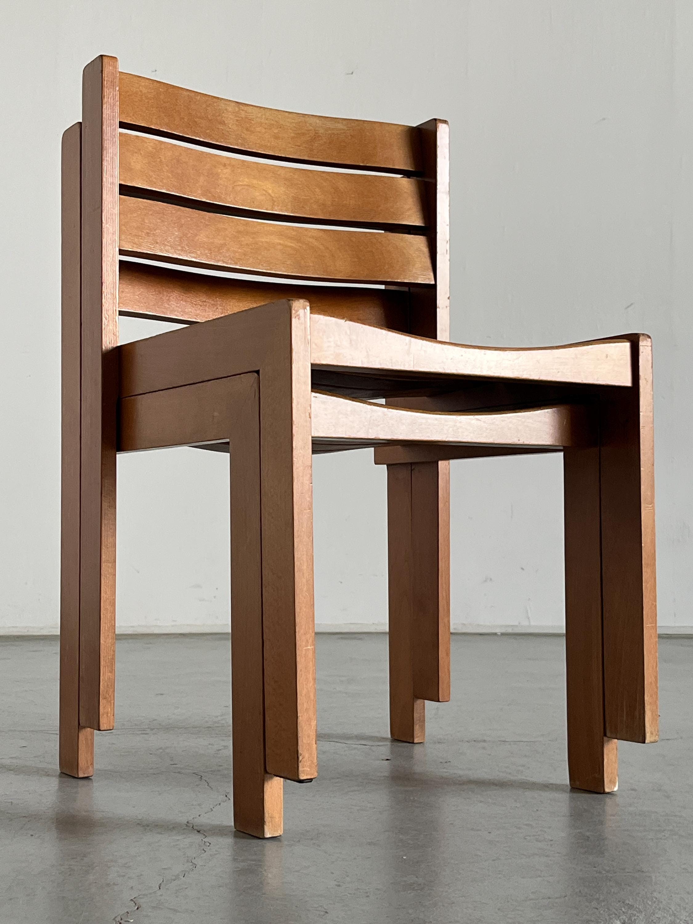 Stackable Beechwood Dining Chairs by Wilkhahn