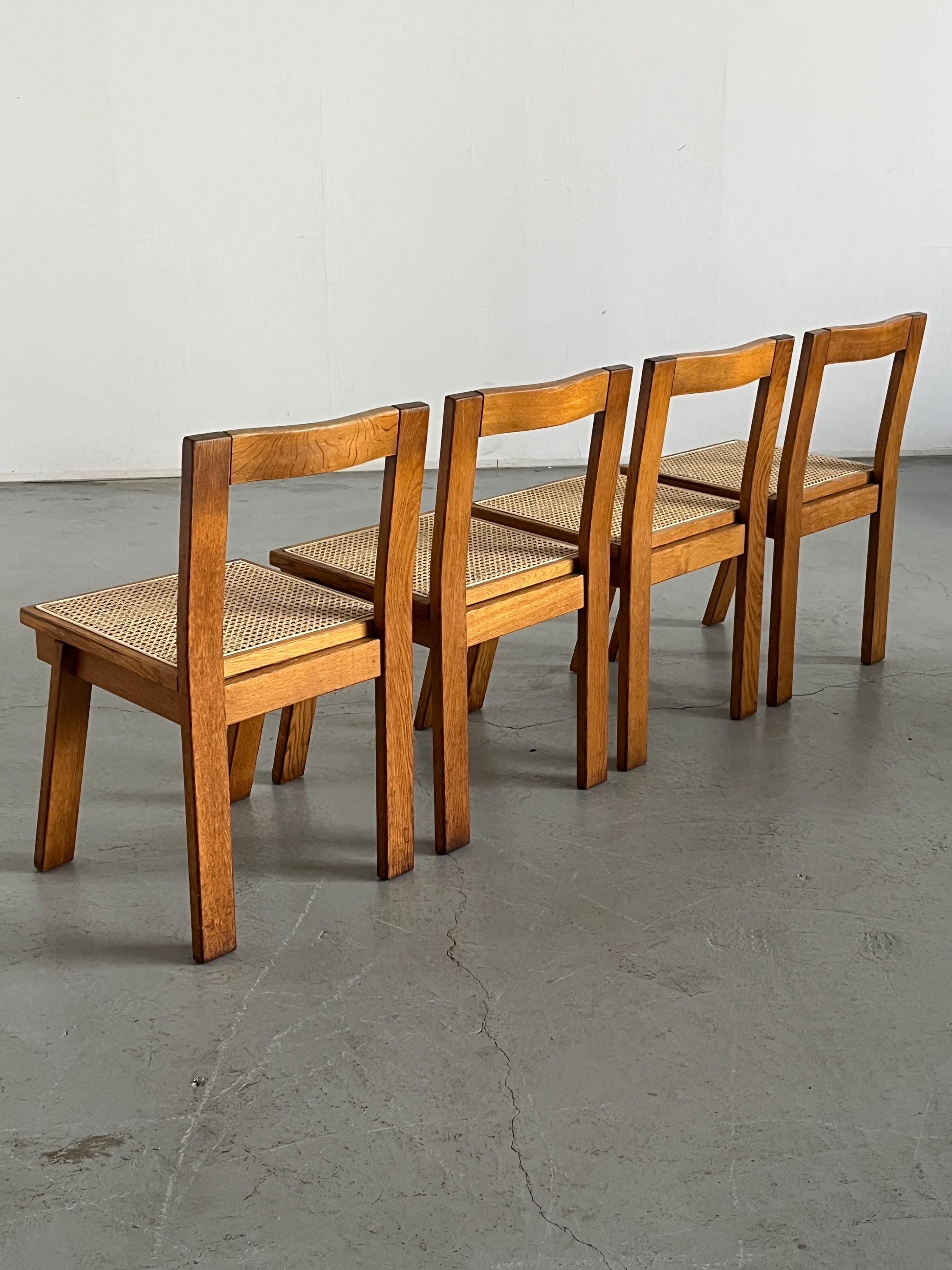 Oak and Cane Dining Chairs