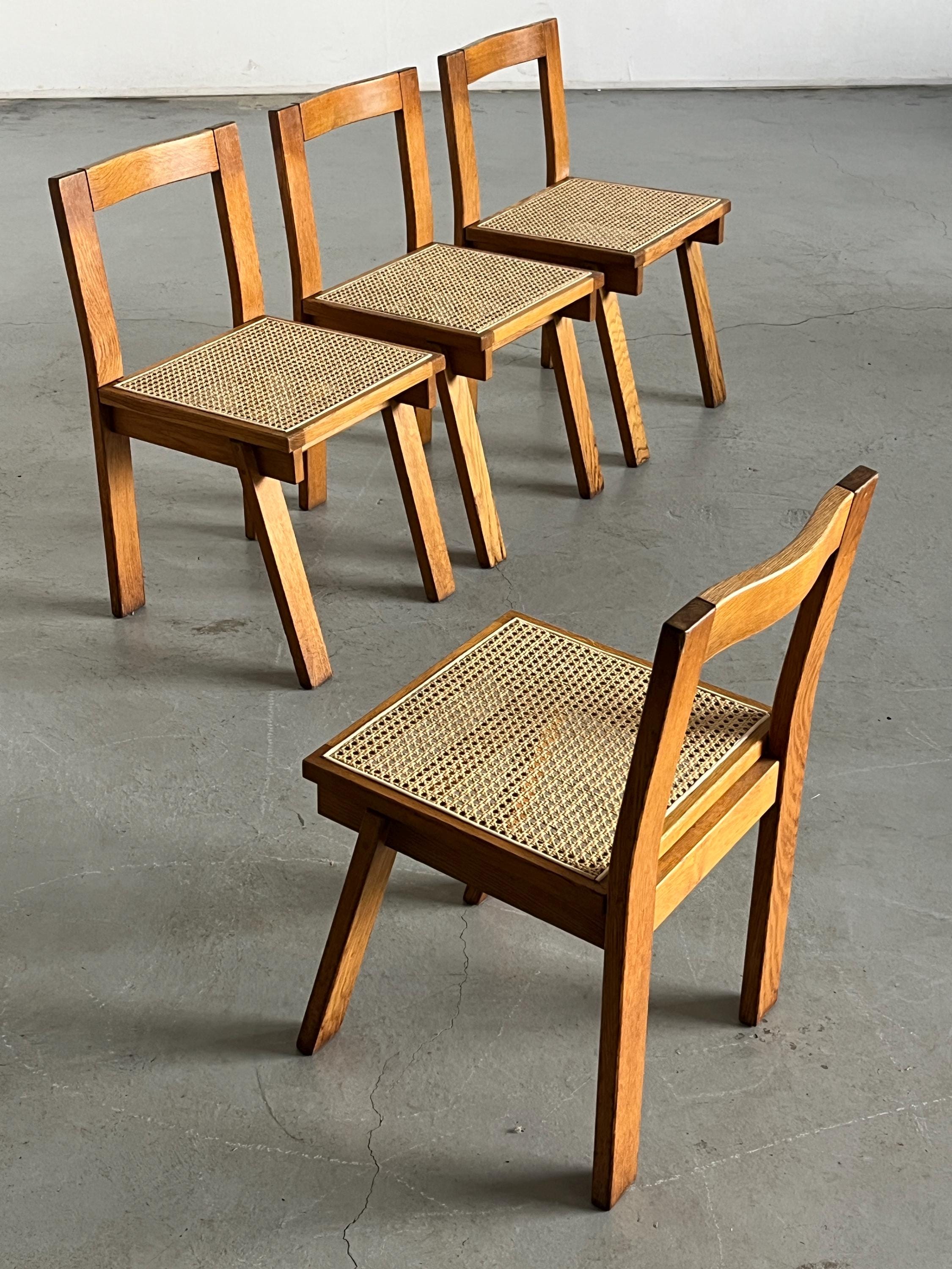 Oak and Cane Dining Chairs