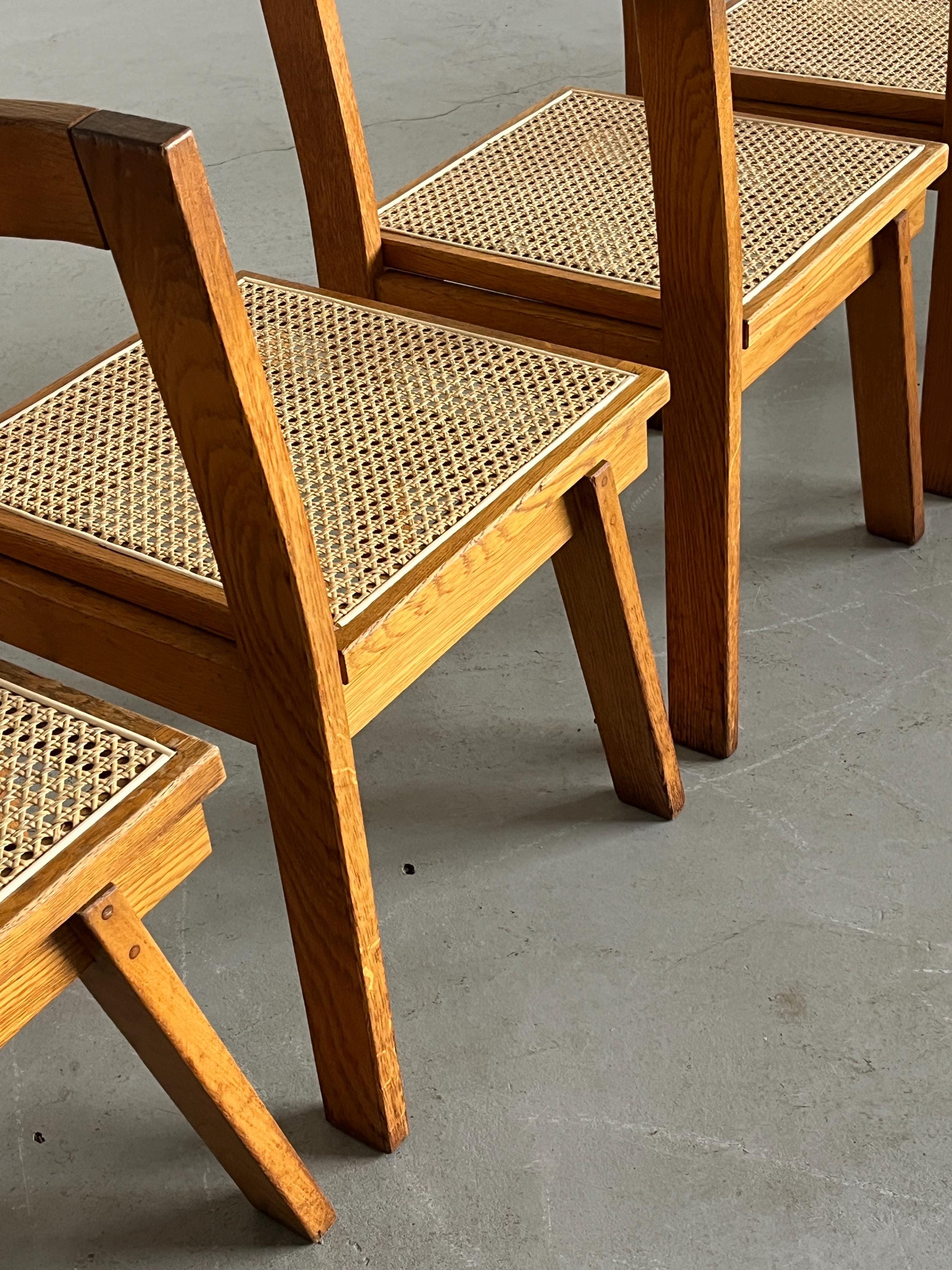 Oak and Cane Dining Chairs
