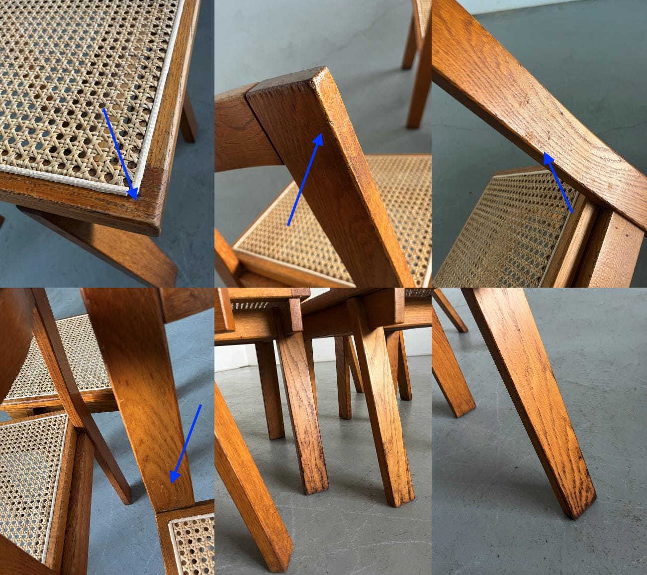 Oak and Cane Dining Chairs