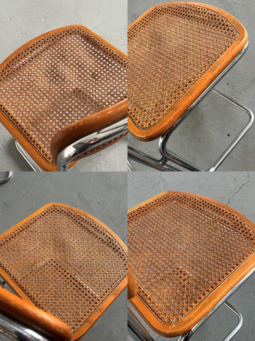 Chrome and Cane Cantilever Dining Chair