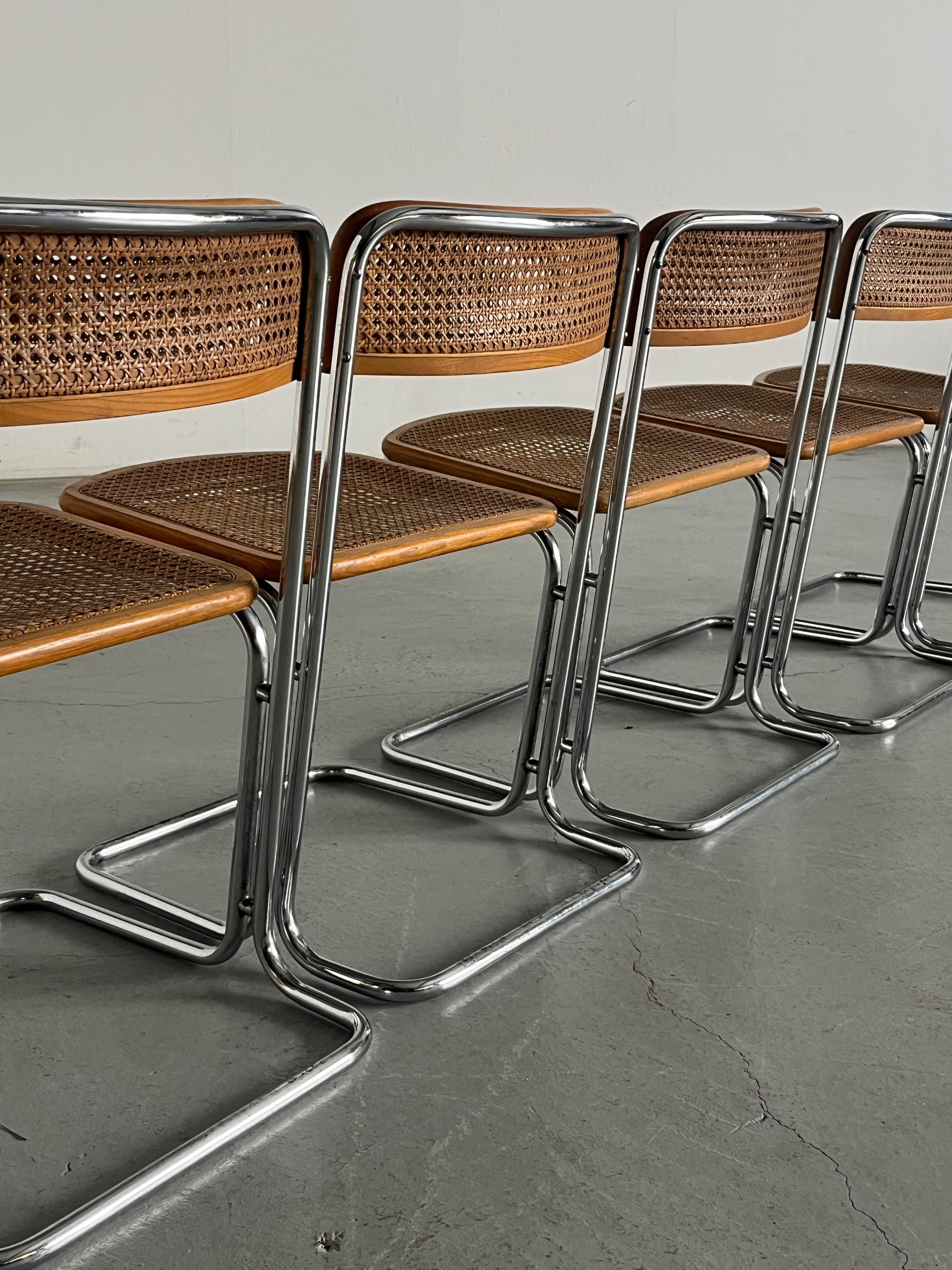 Chrome and Cane Cantilever Dining Chair