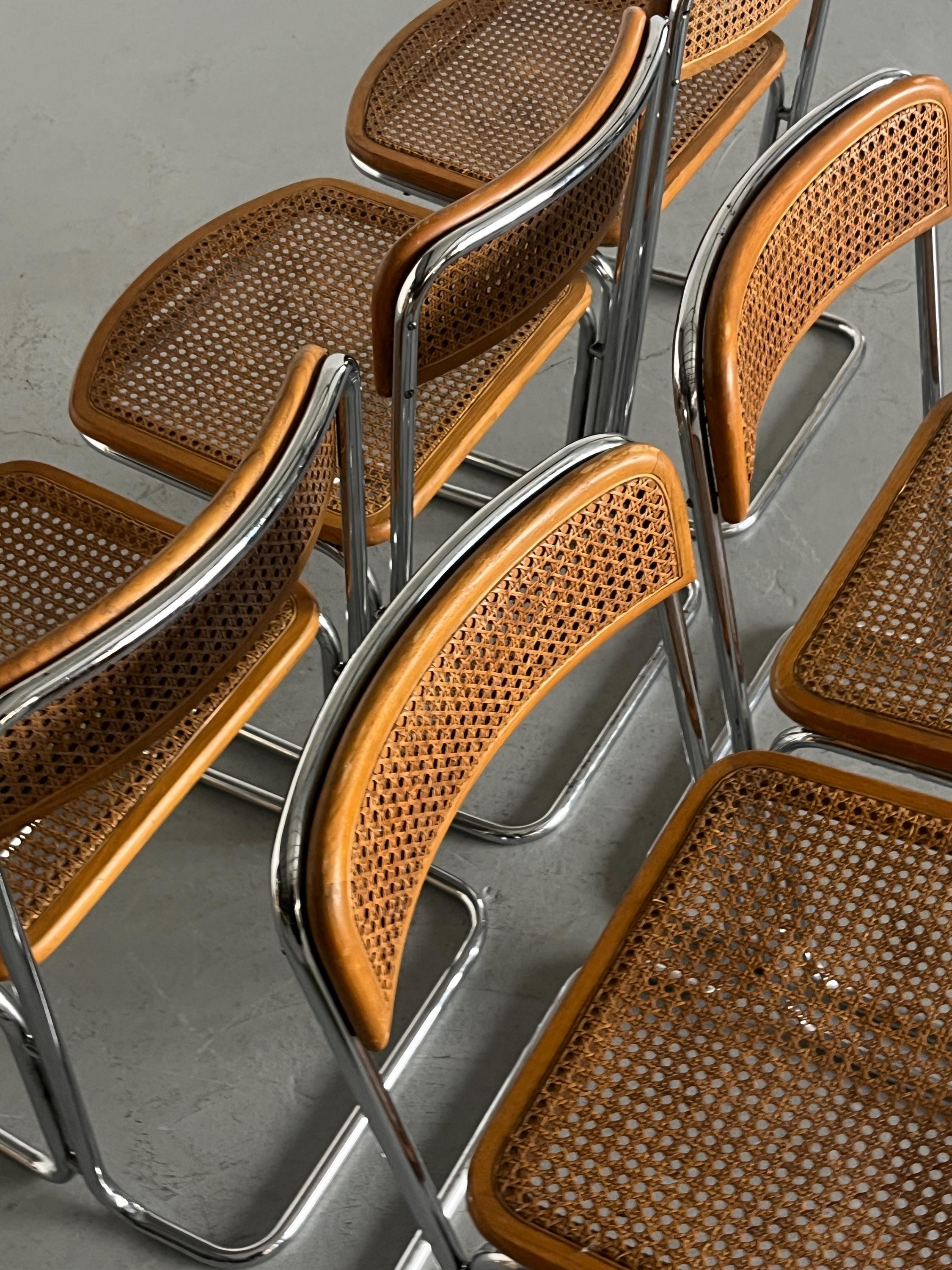 Chrome and Cane Cantilever Dining Chair