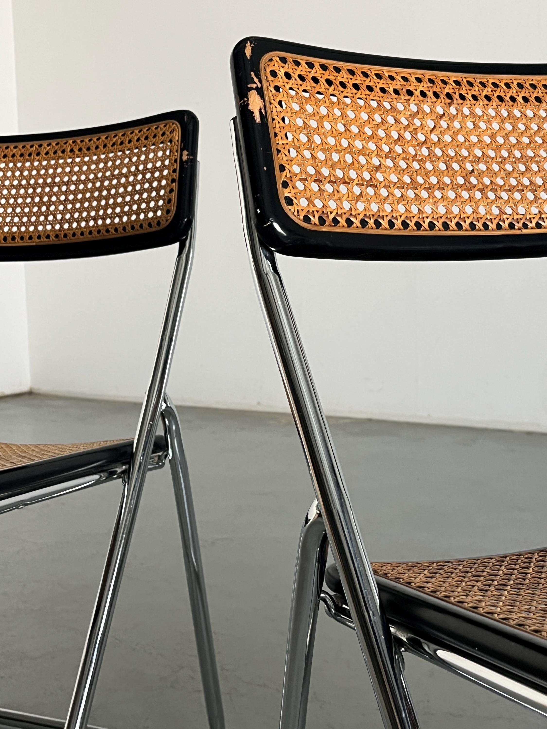 Folding Chrome and Cane Chairs