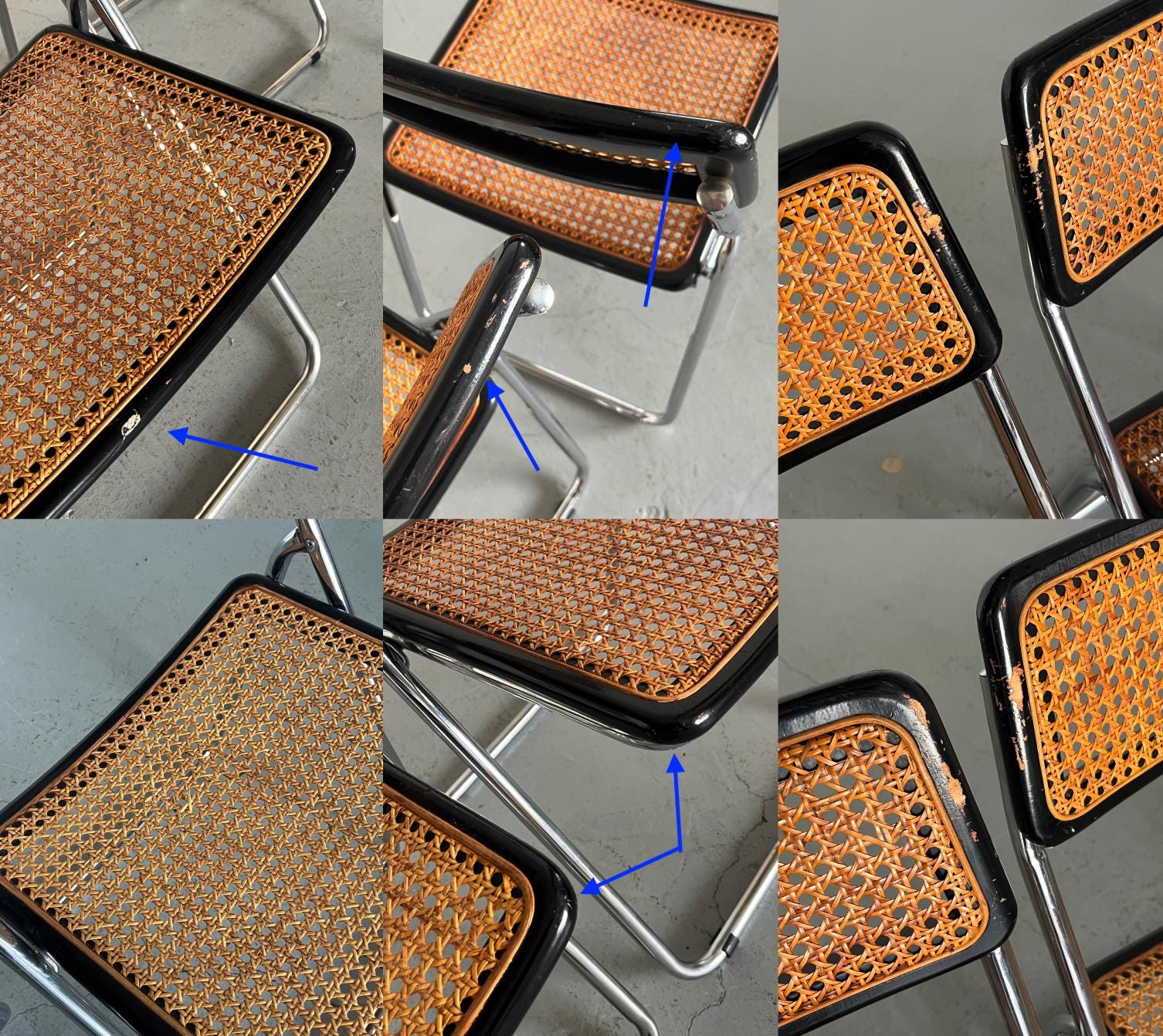 Folding Chrome and Cane Chairs