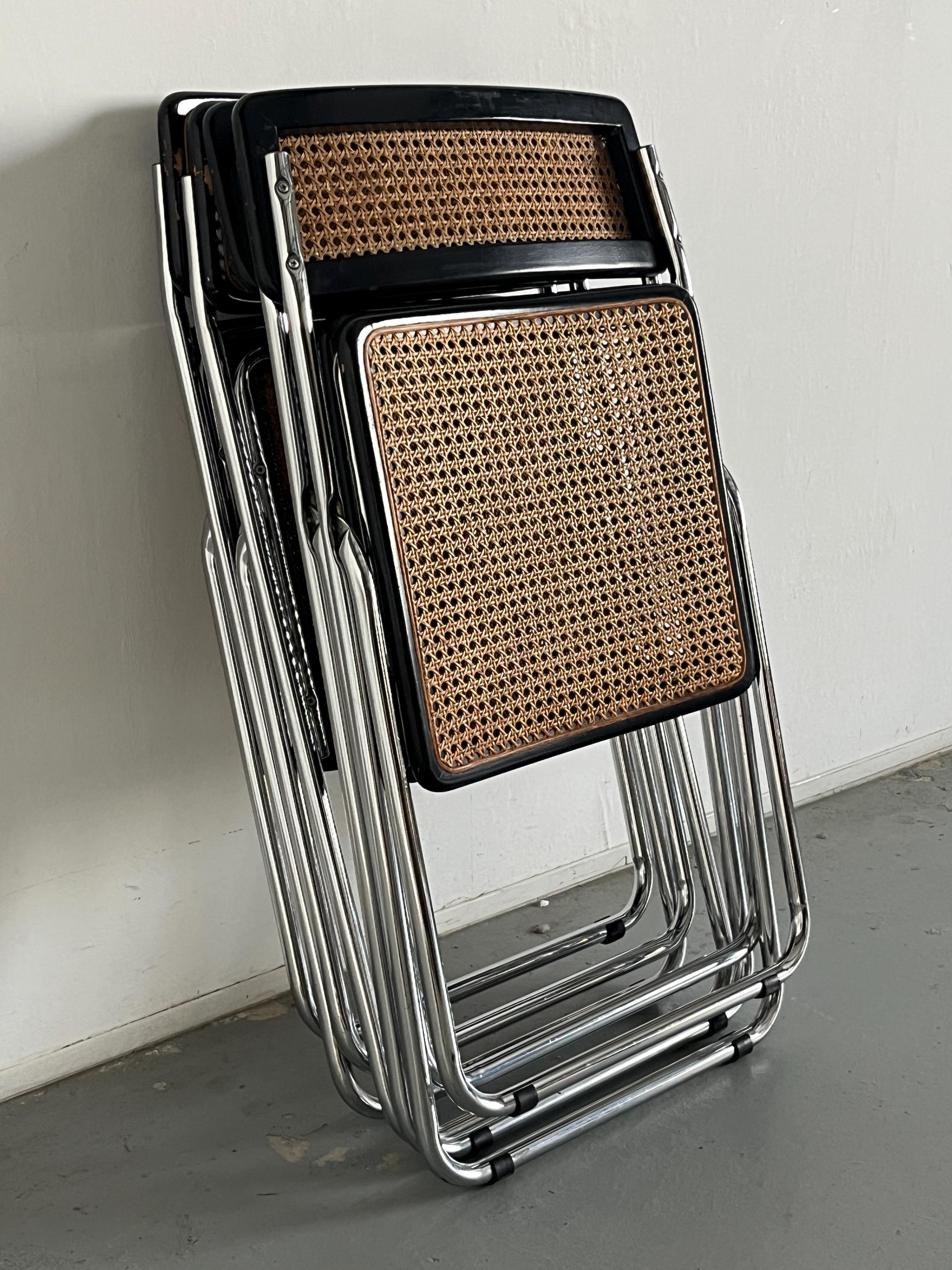 Folding Chrome and Cane Chairs
