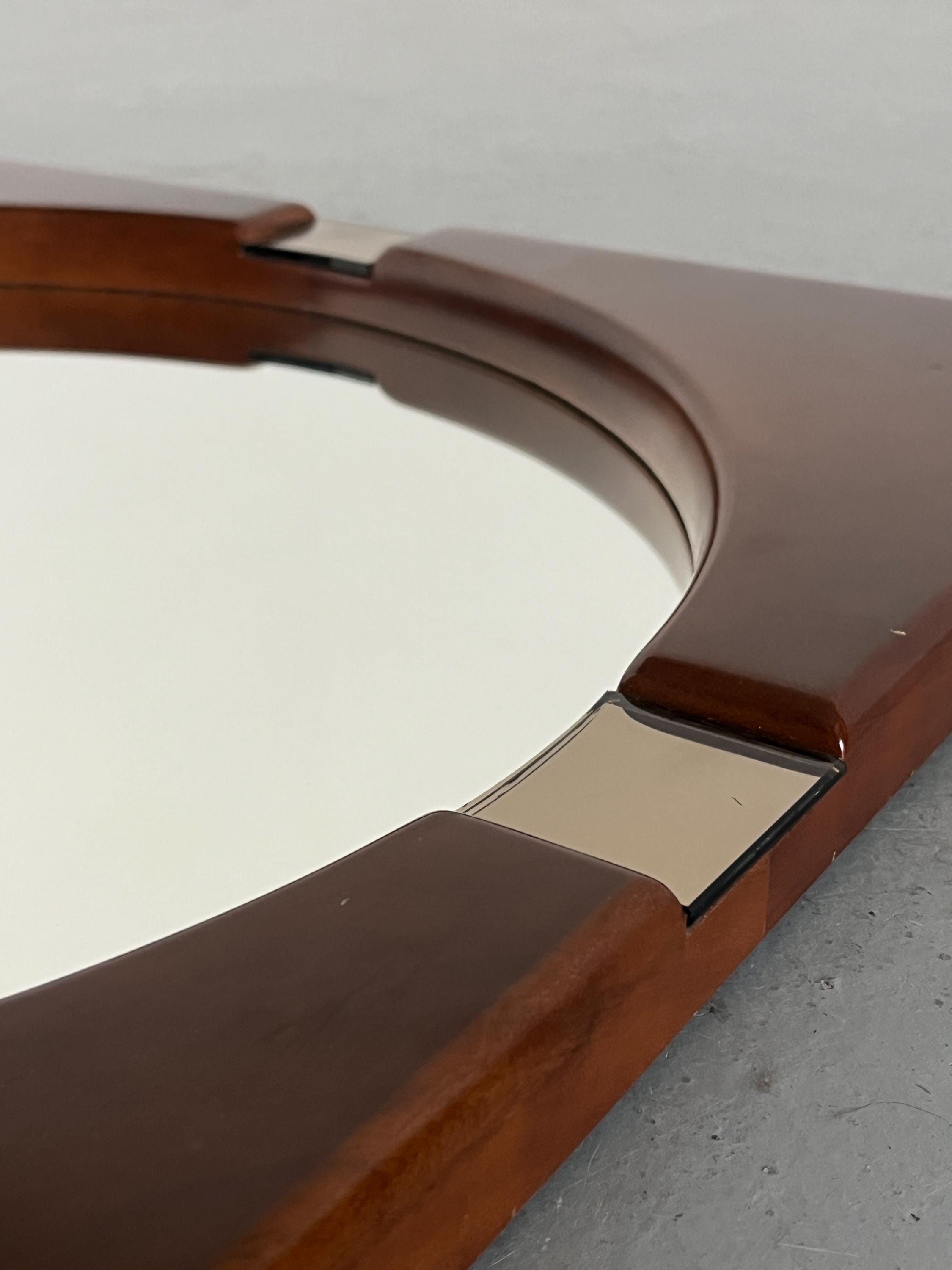Square Wall Mirror in Wood and Chrome