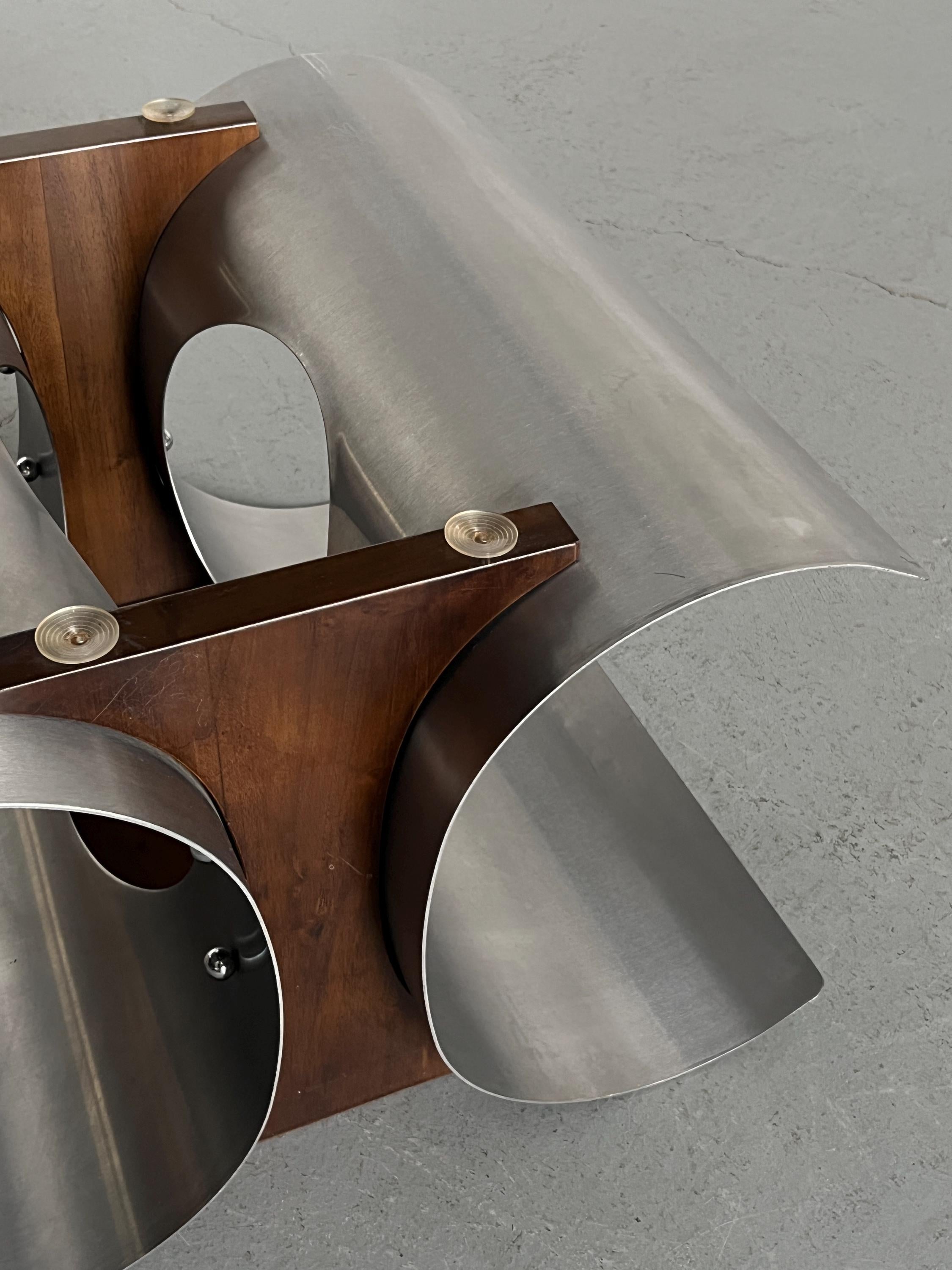 Brutalist Stainless Steel Coffee Table Attributed to François Monnet