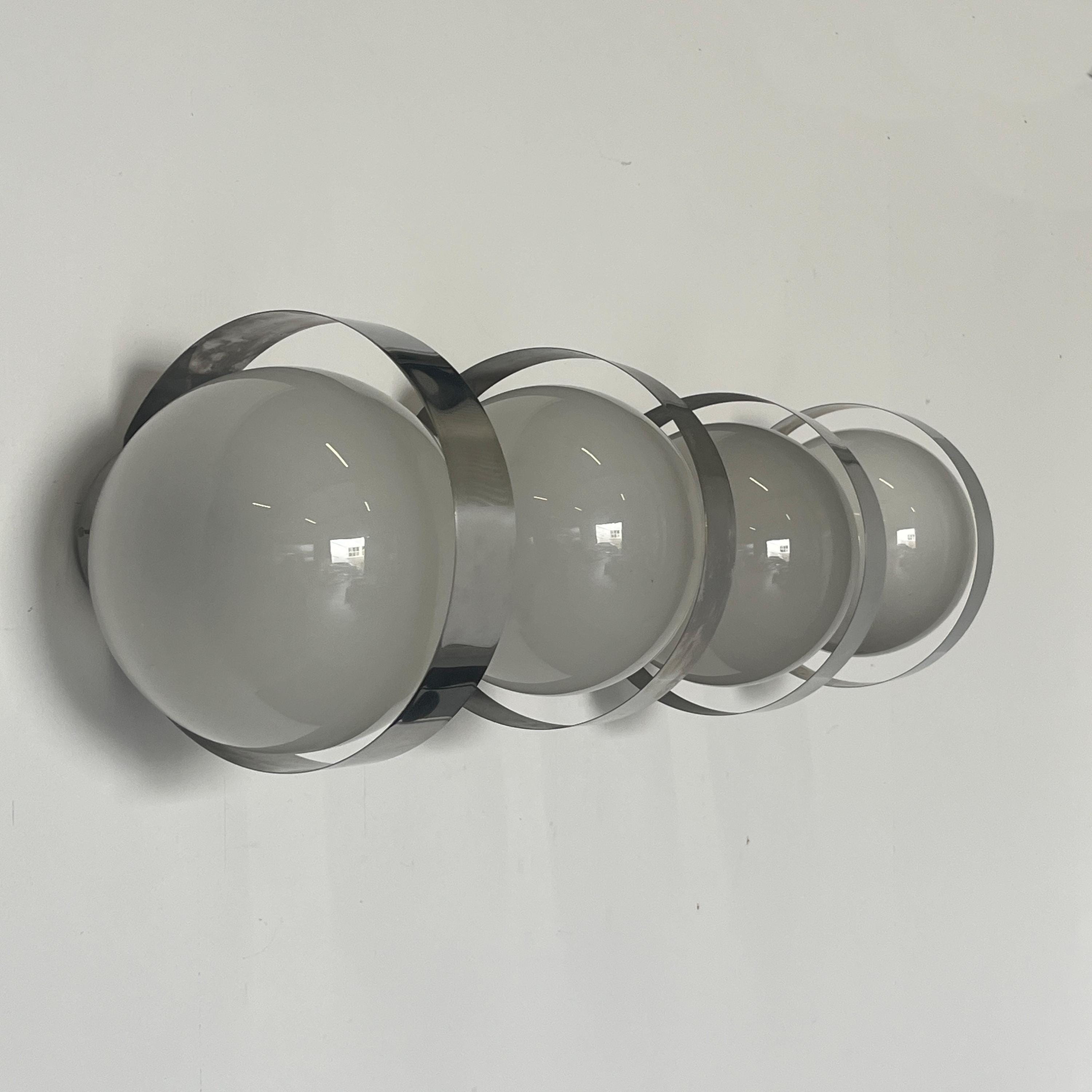 Wall Lamps in the Style of Sergio Mazza in White Glass and Chrome