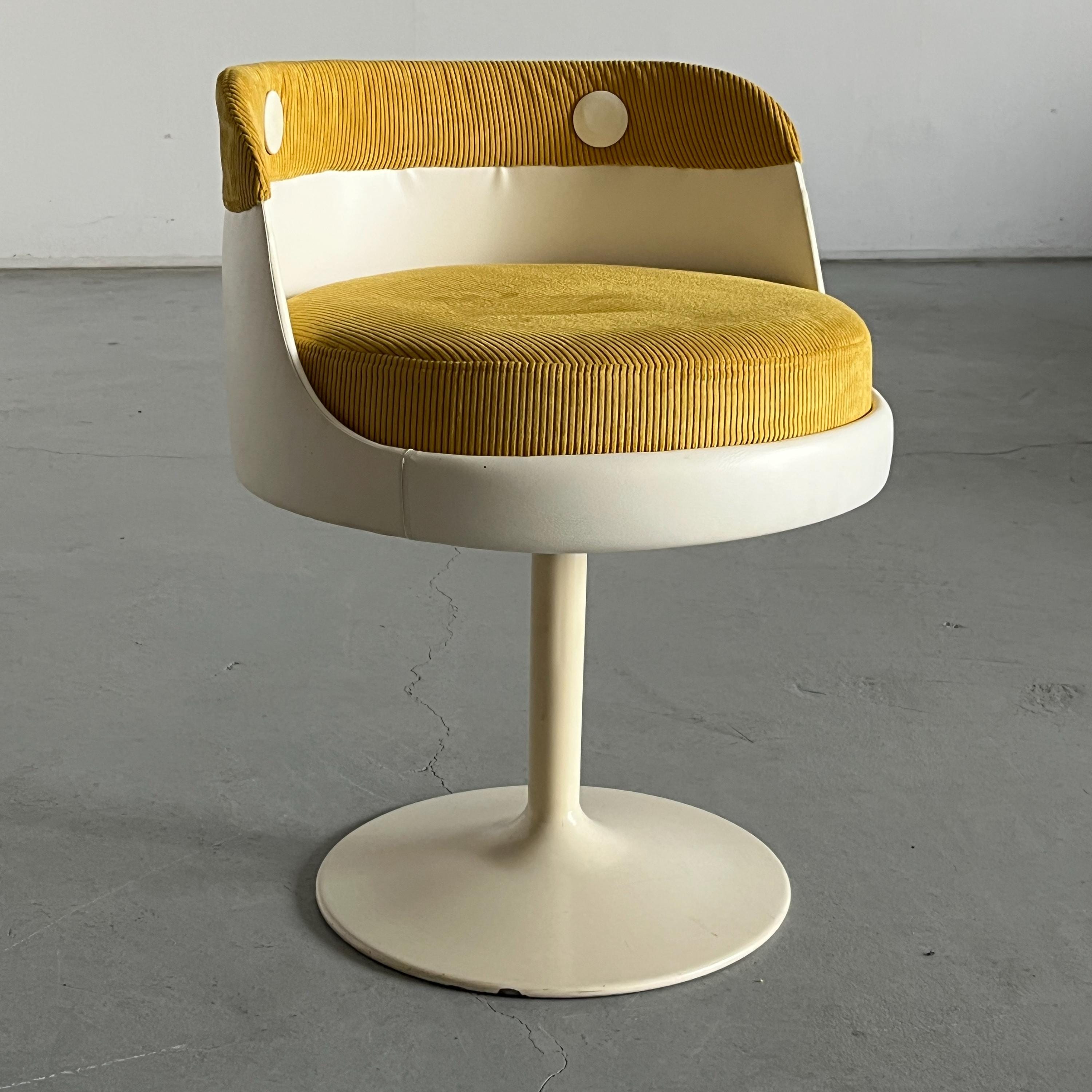 Space Age Tulip Chair in Yellow Corduroy
