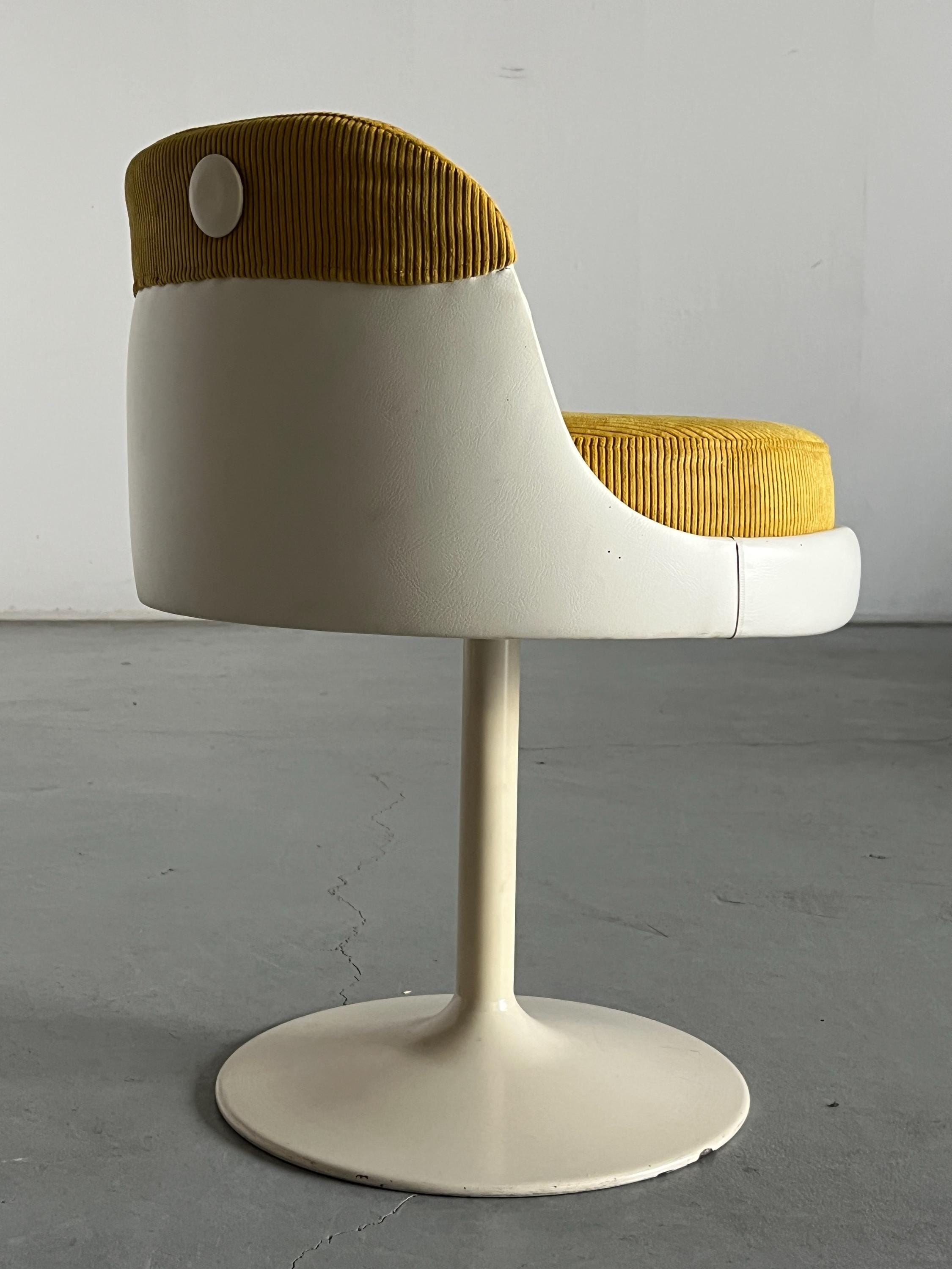 Space Age Tulip Chair in Yellow Corduroy