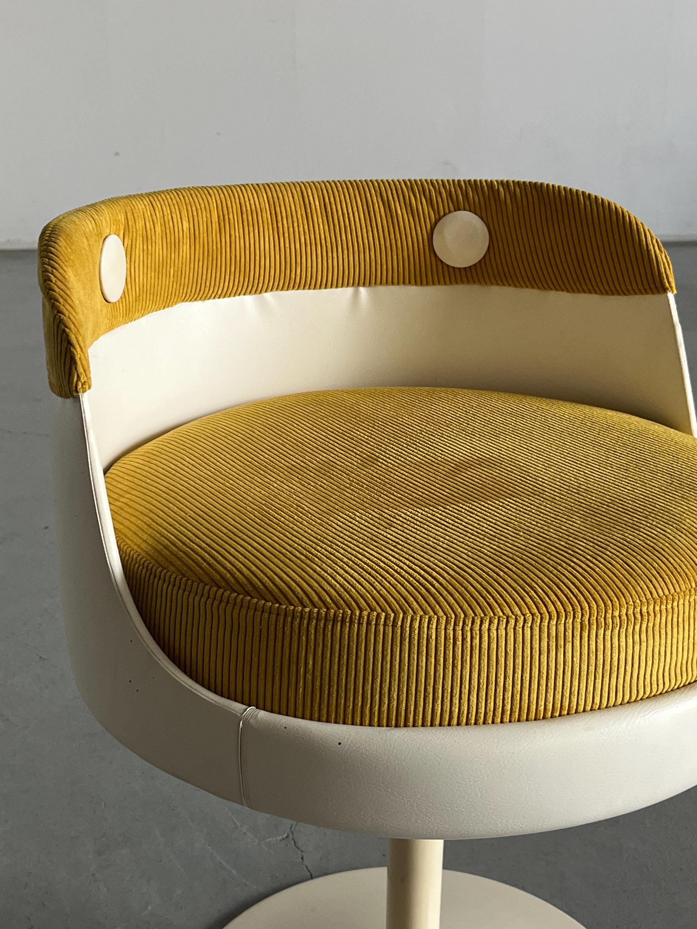 Space Age Tulip Chair in Yellow Corduroy