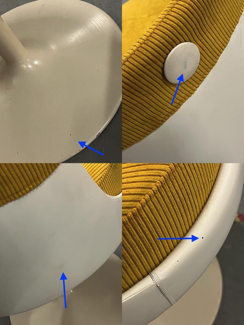 Space Age Tulip Chair in Yellow Corduroy