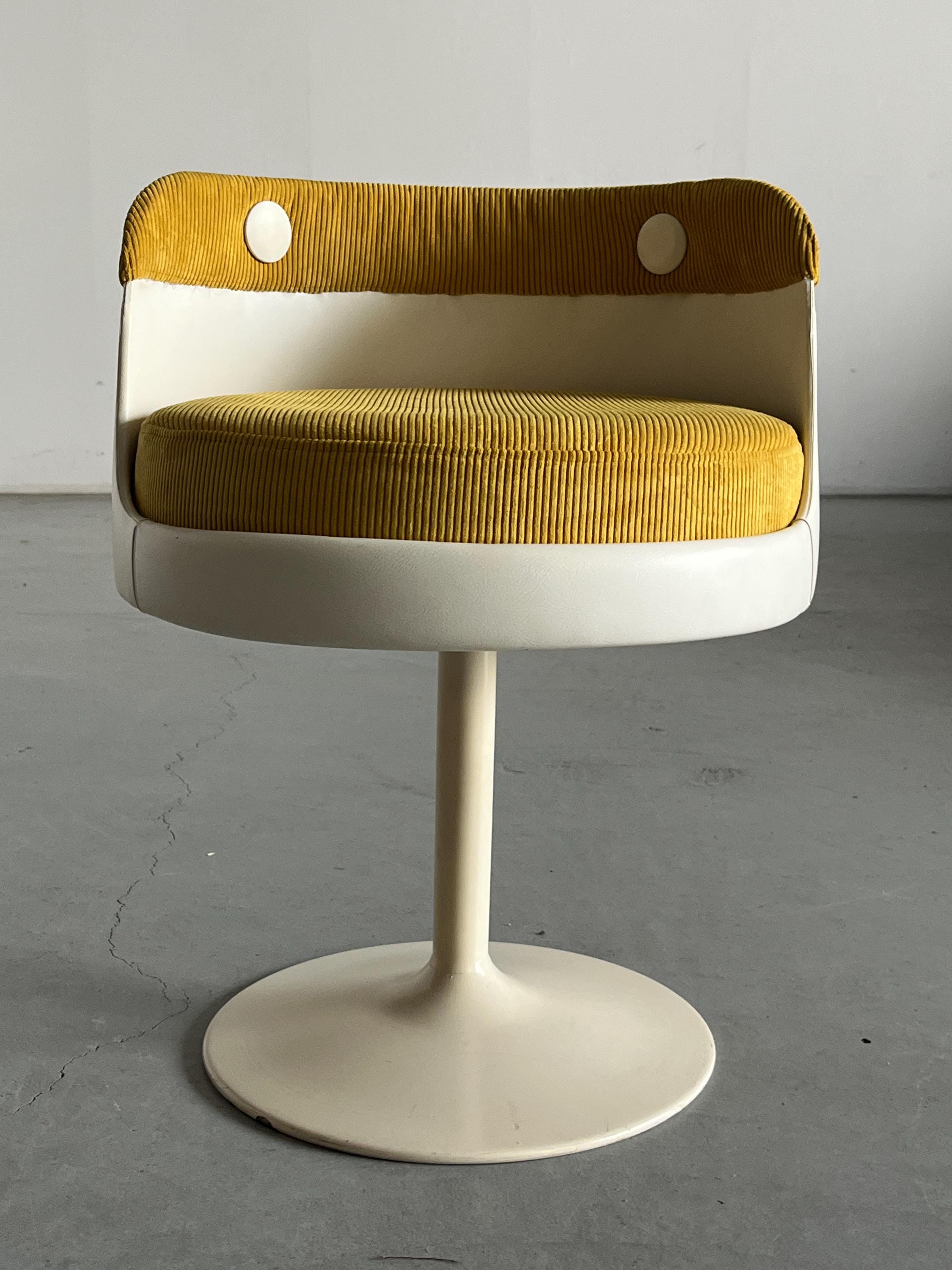 Space Age Tulip Chair in Yellow Corduroy