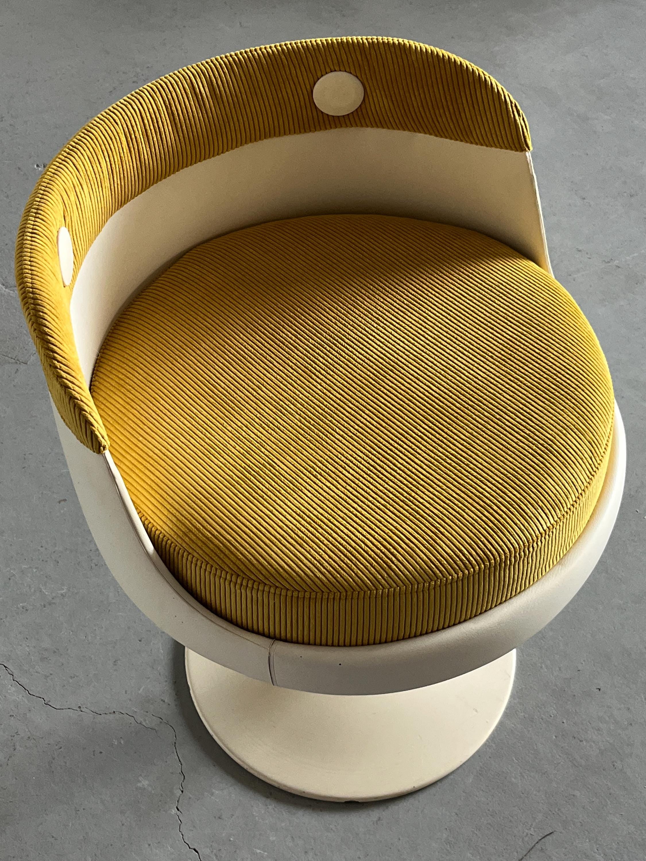 Space Age Tulip Chair in Yellow Corduroy