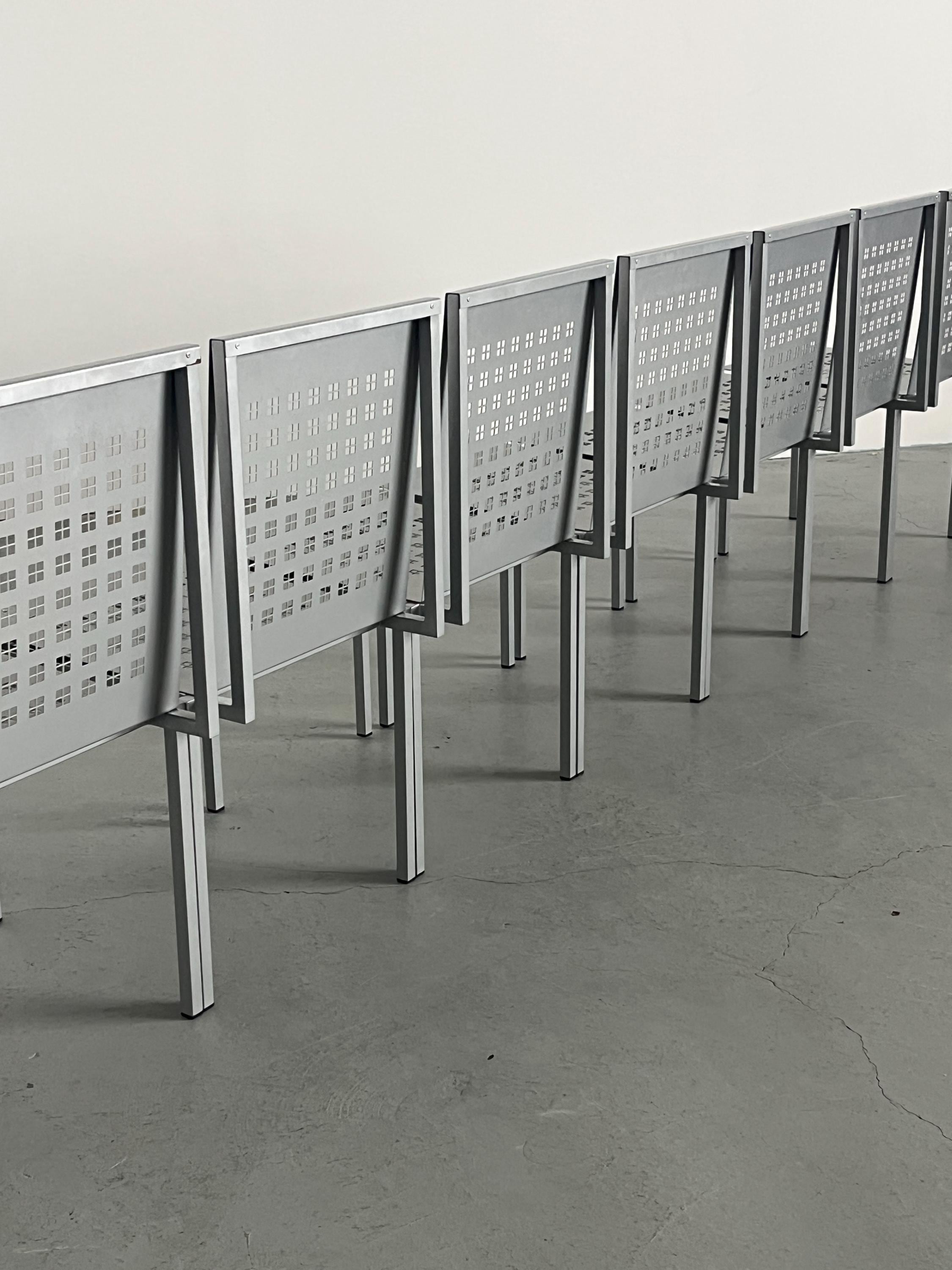 Architectural Geometrical Metal Plate Chairs in the Style of Pietro Arosio