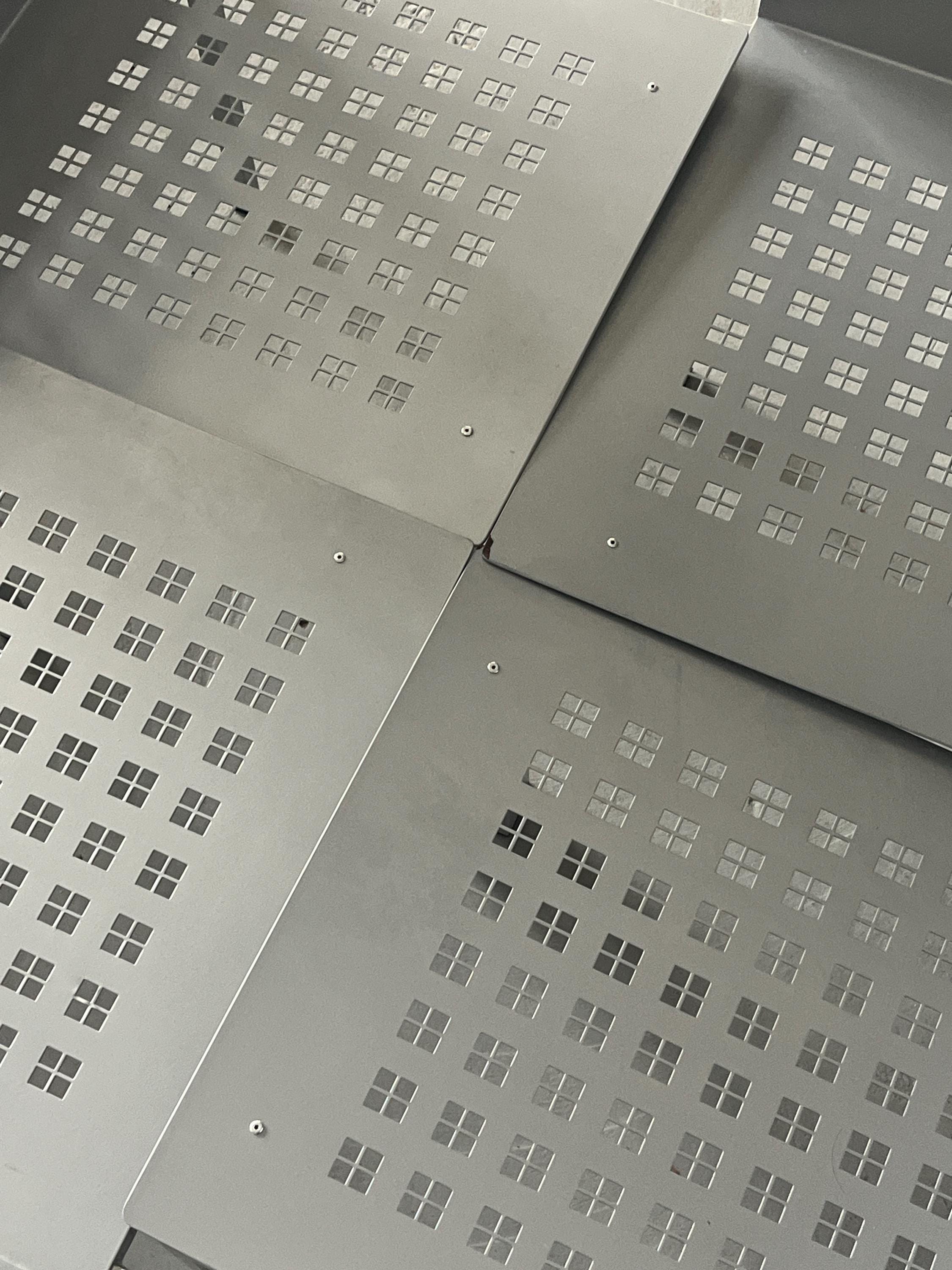 Architectural Geometrical Metal Plate Chairs in the Style of Pietro Arosio