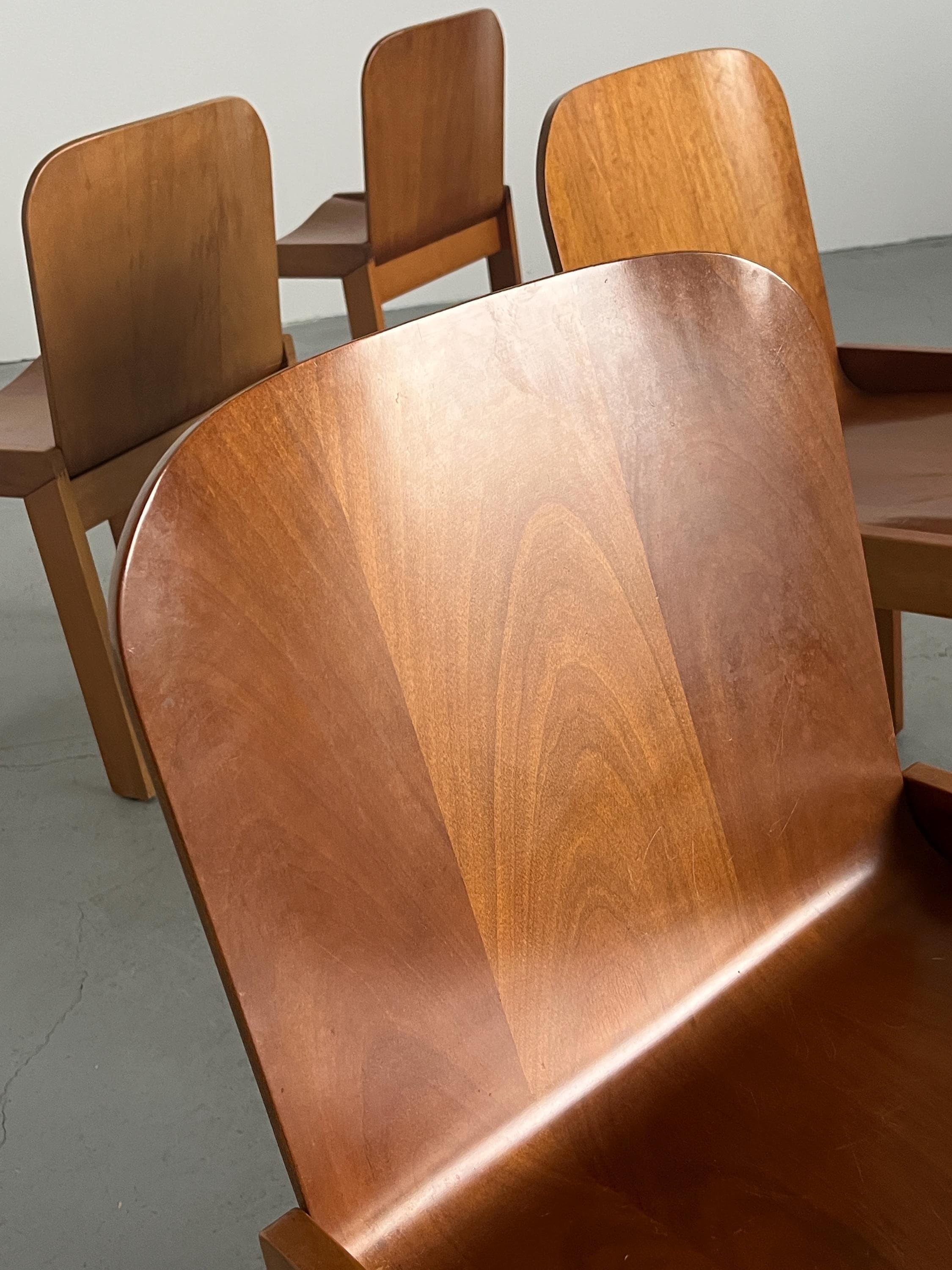 Italian Mid-Century Modern Plywood and Ash Dining Chairs