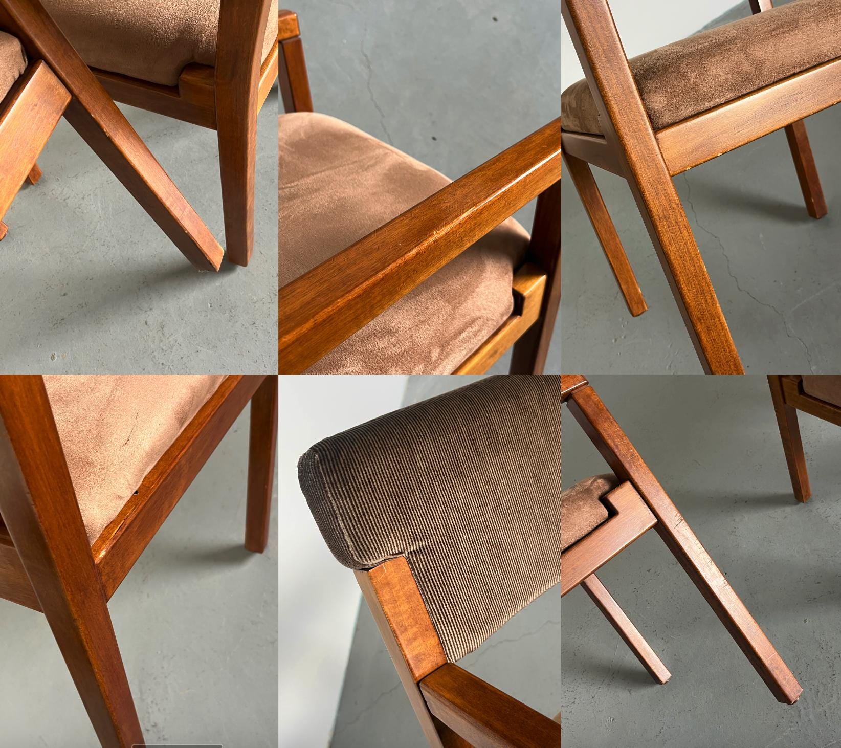 Mid-Century Armchairs in Beechwood, Velvet and Striped Upholstery