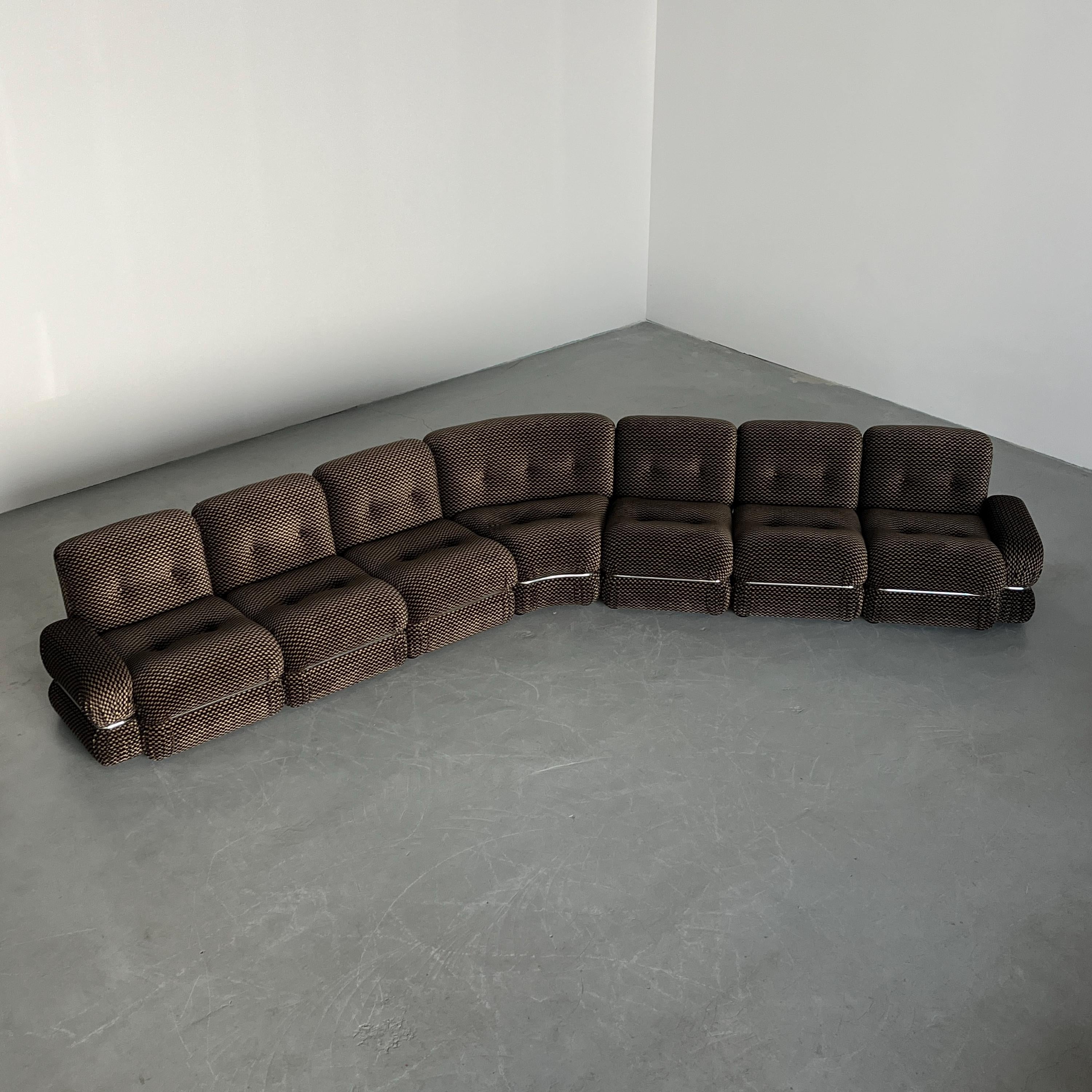 Italian Modular Seating Set in Checkered Upholstery