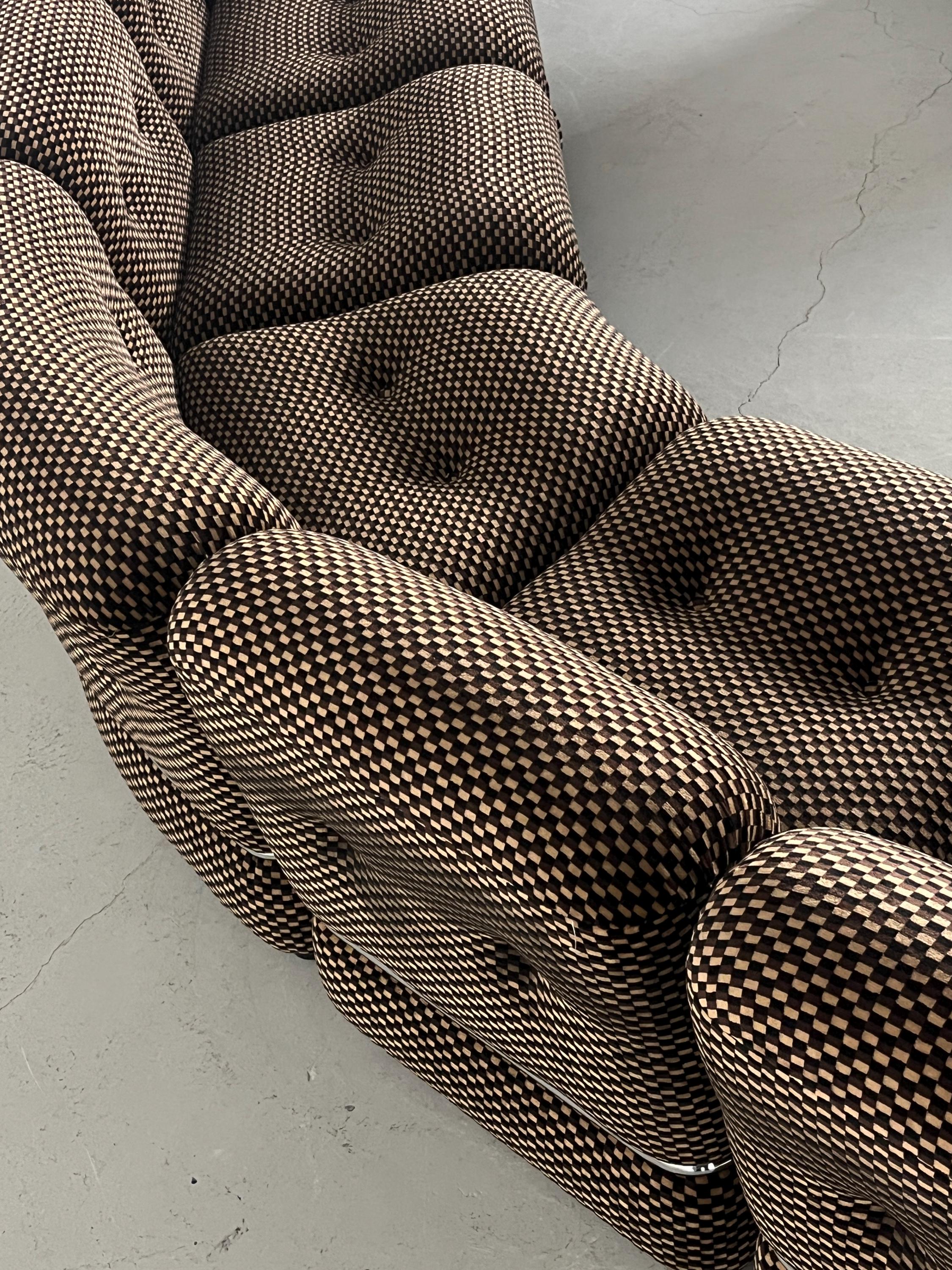 Italian Modular Seating Set in Checkered Upholstery