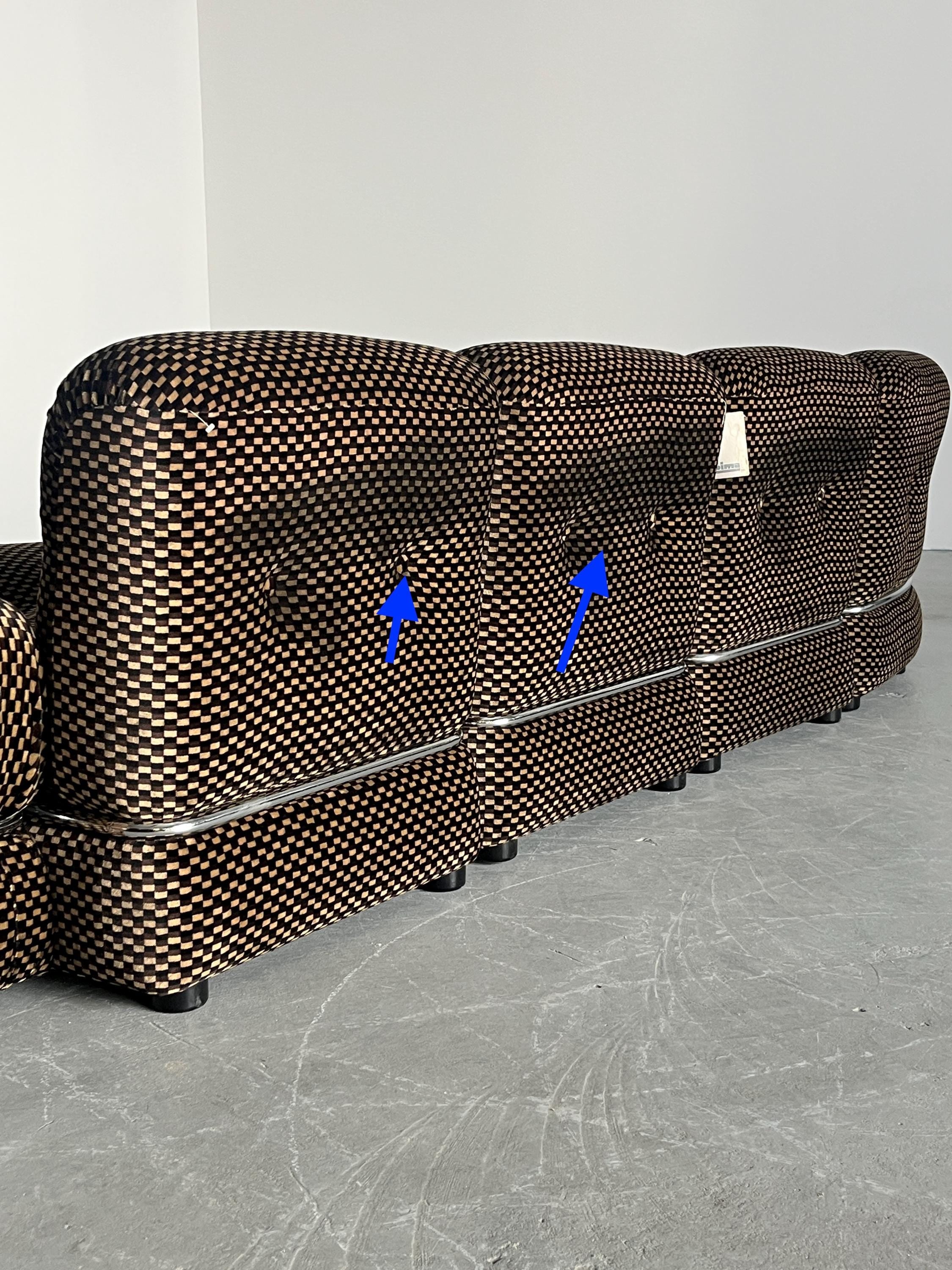 Italian Modular Seating Set in Checkered Upholstery