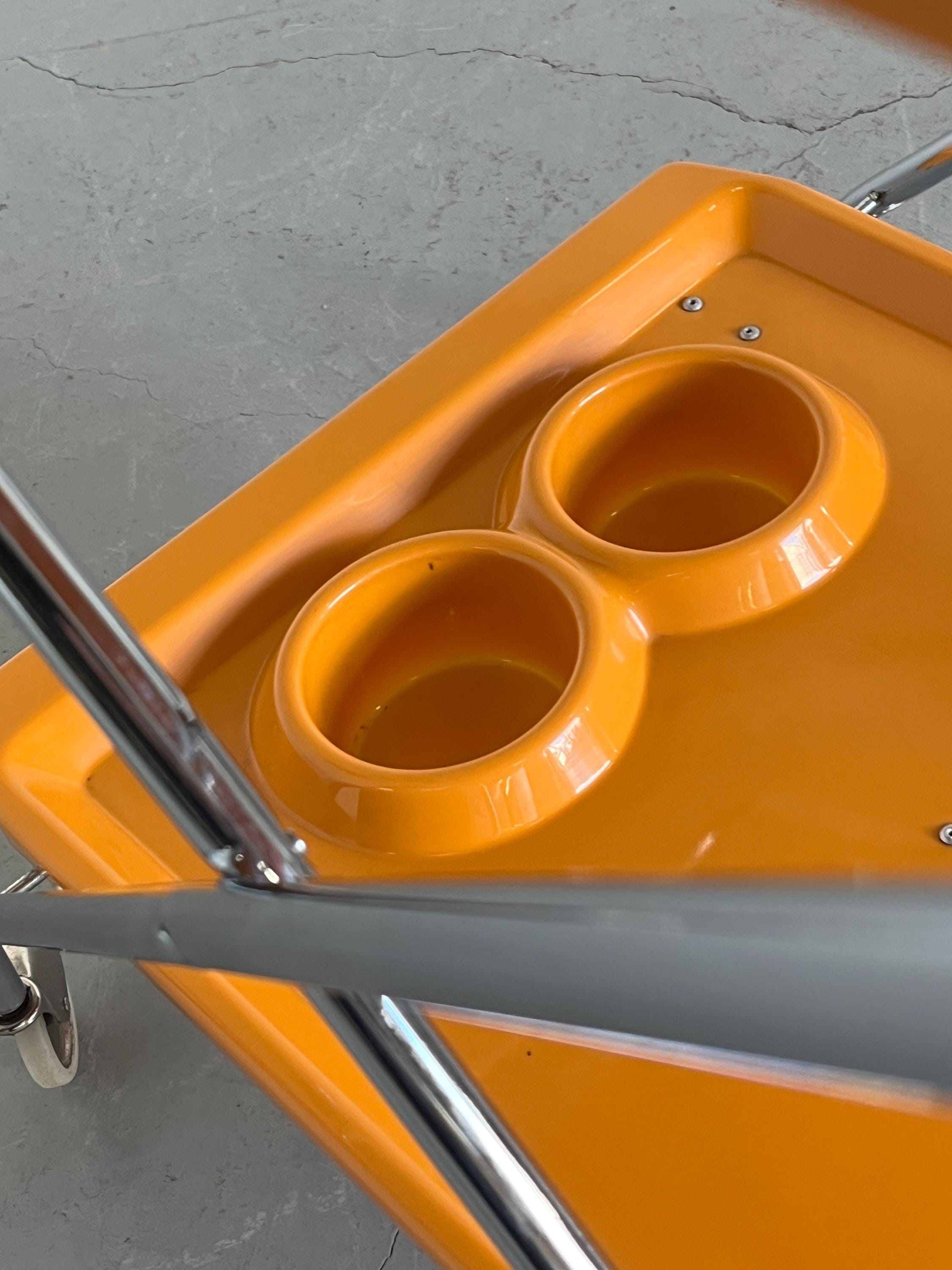 Space Age Foldable Trolley or Bar Cart in Orange Plastic
