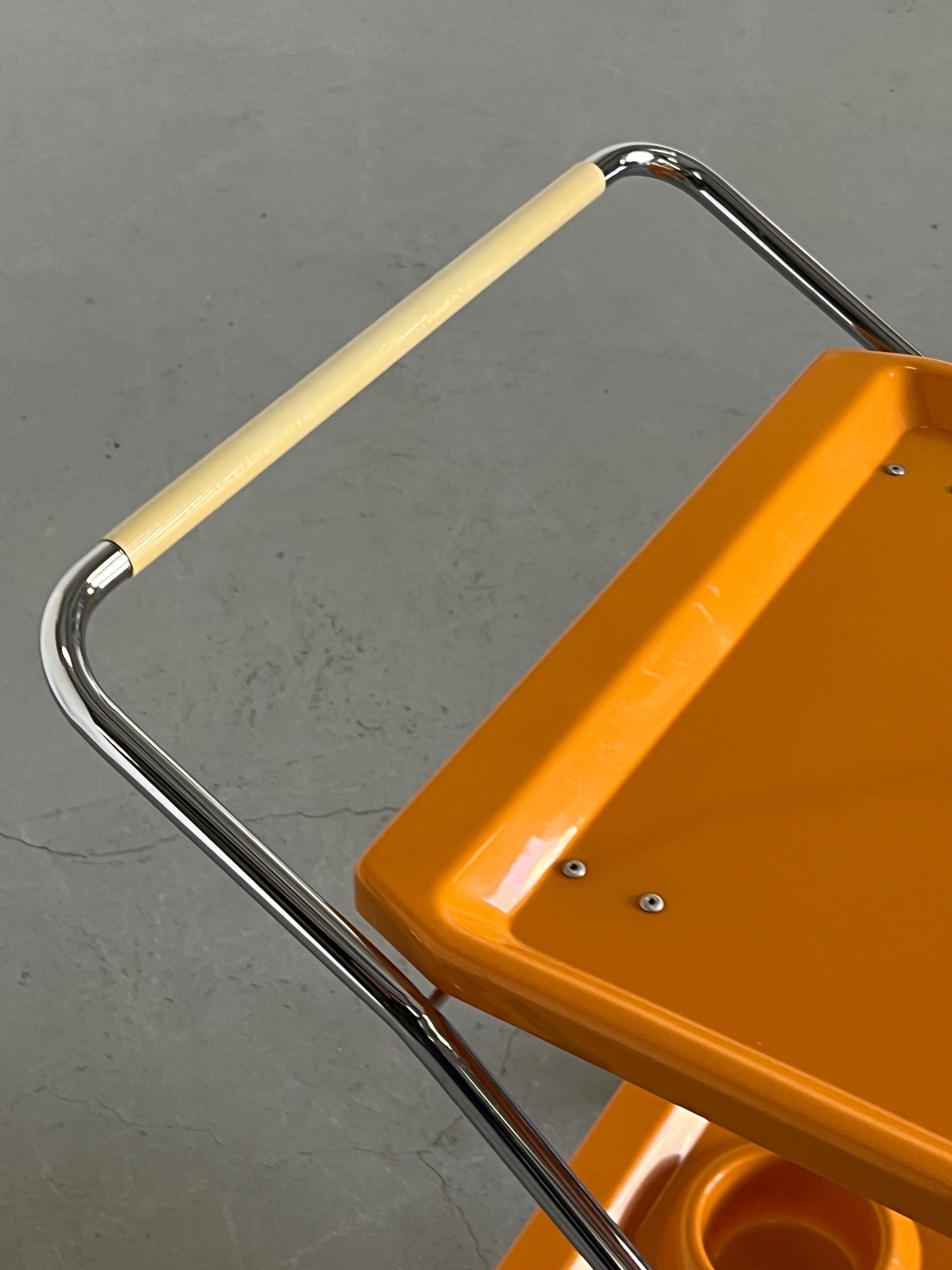 Space Age Foldable Trolley or Bar Cart in Orange Plastic