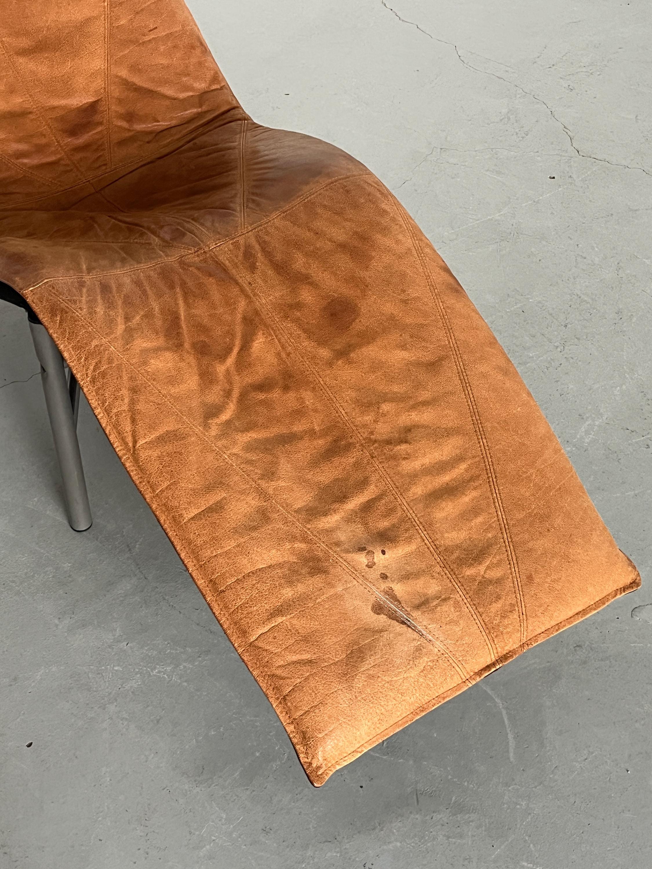 Chaise Longue Cognac Leather by Tord Bjorklund for Ikea