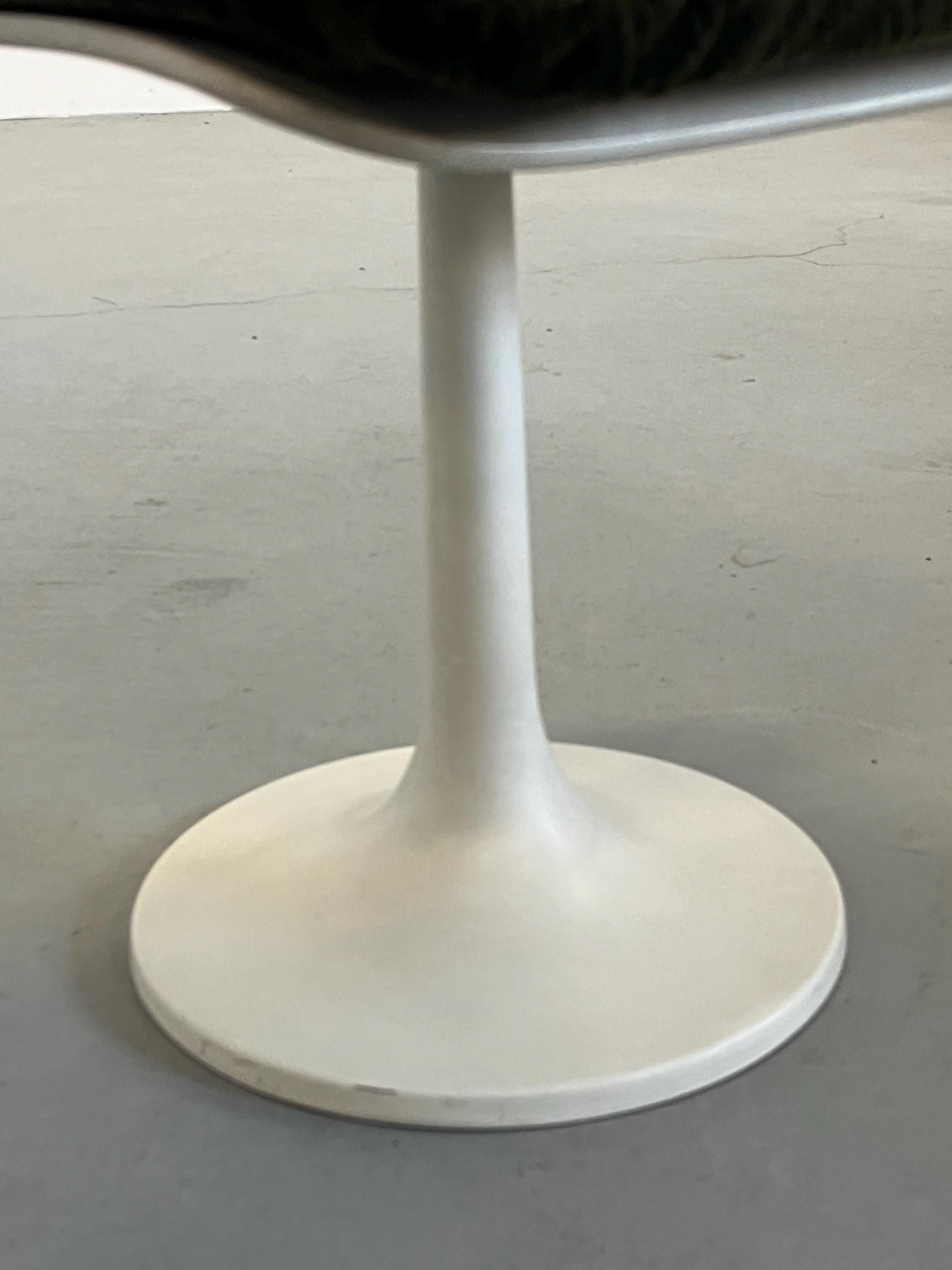 Small Space Age Tulip Chair in Dark Green Corduroy