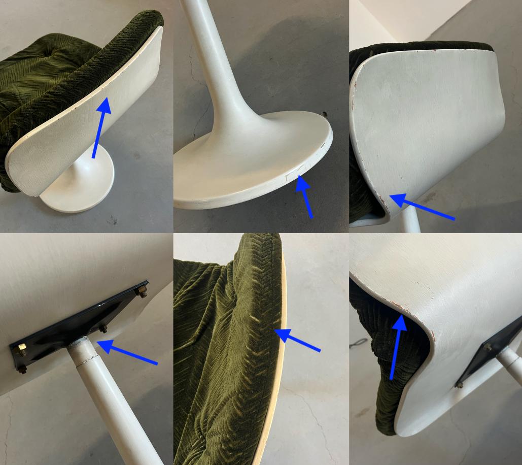 Small Space Age Tulip Chair in Dark Green Corduroy