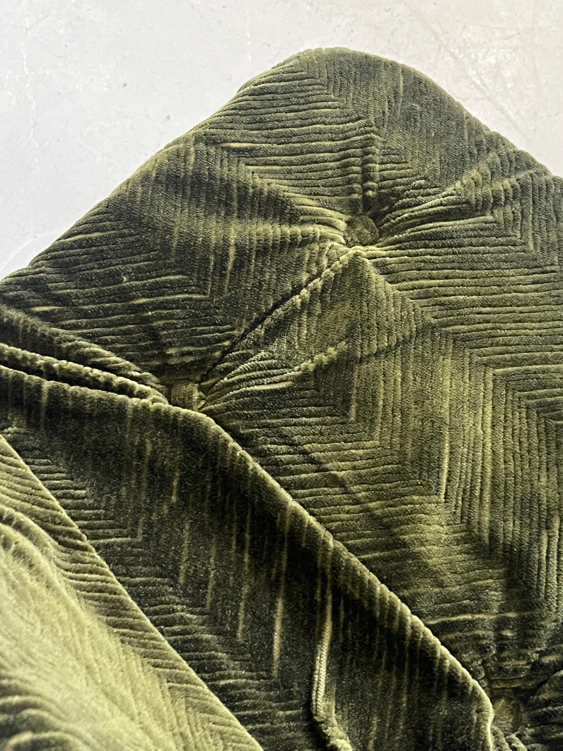 Small Space Age Tulip Chair in Dark Green Corduroy