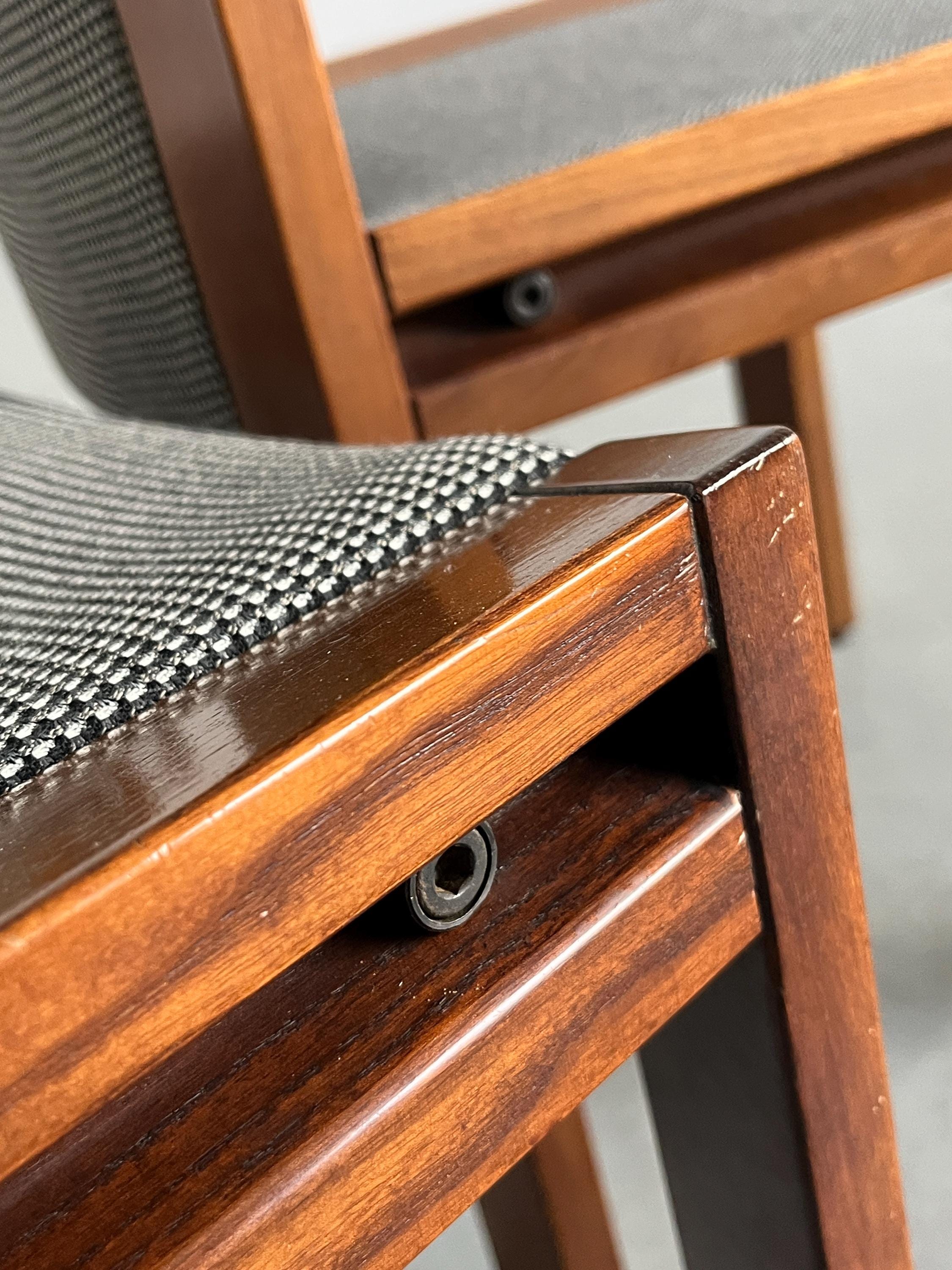 ‘Model 300’ Dining Chairs by Joe Colombo for Pozzi, Oak and Black & White Patterned Upholstery