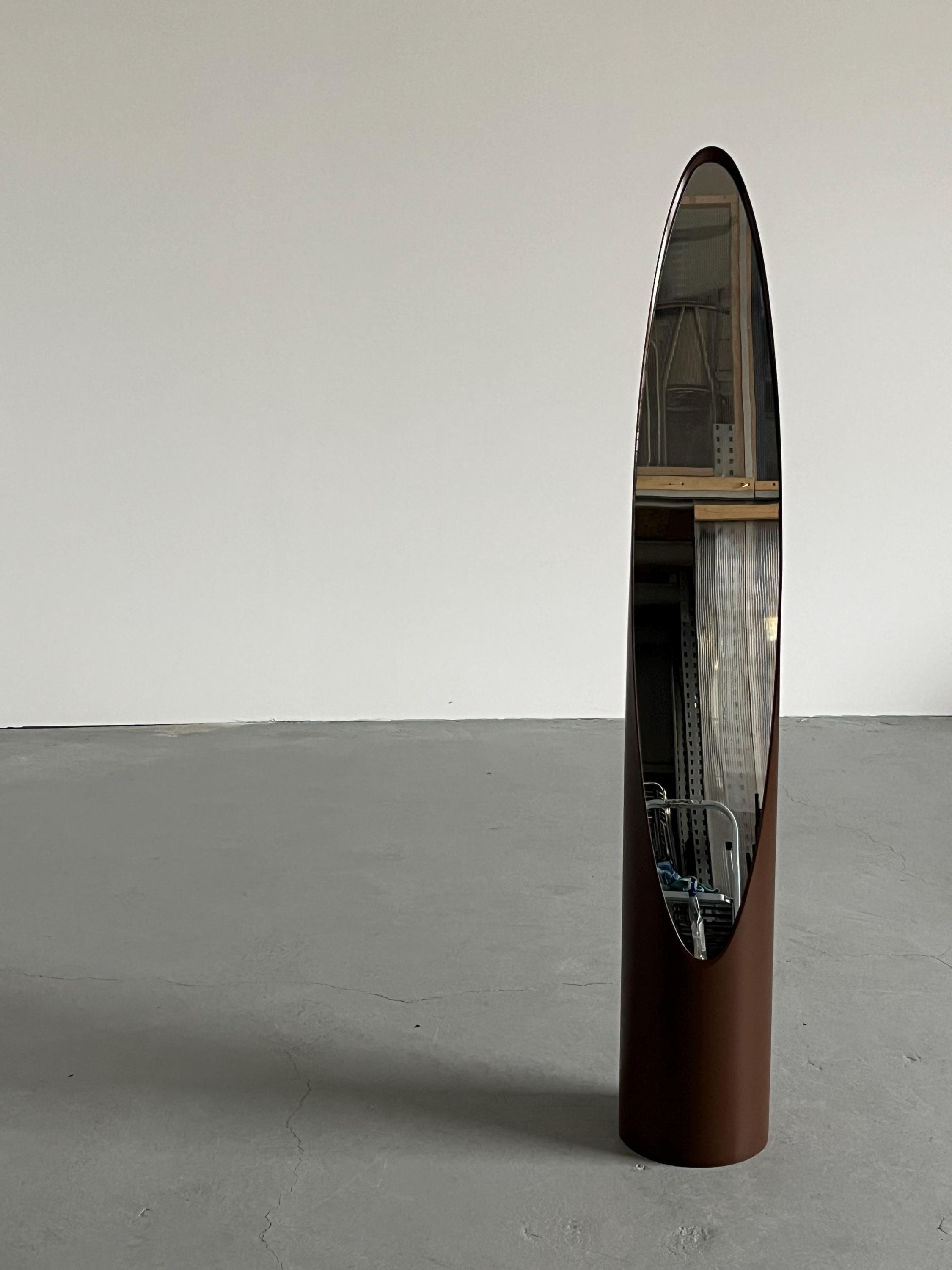 'Unghia' or Lipstick Mirror by Rodolfo Bonetto in Dark Brown Plastic