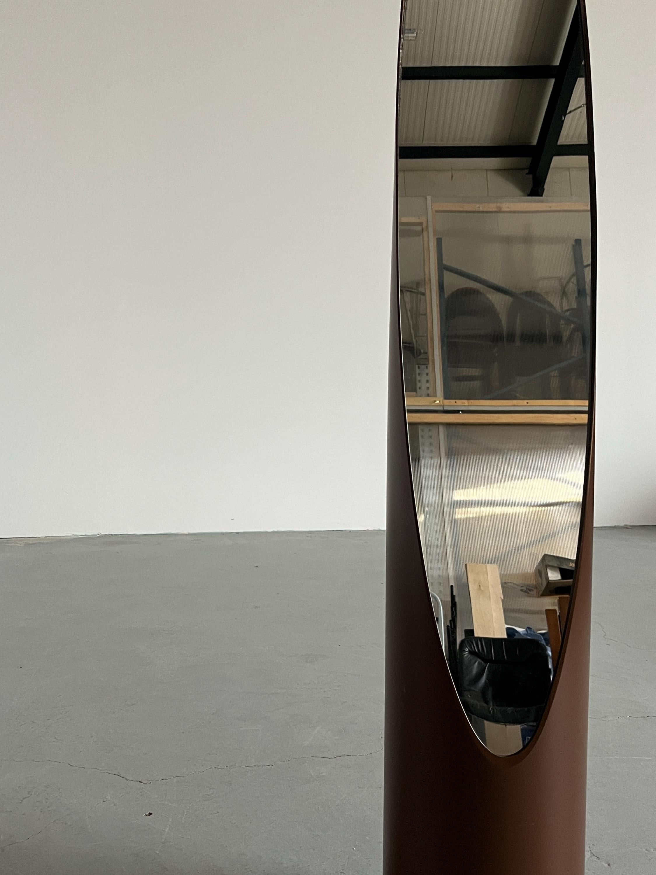 'Unghia' or Lipstick Mirror by Rodolfo Bonetto in Dark Brown Plastic
