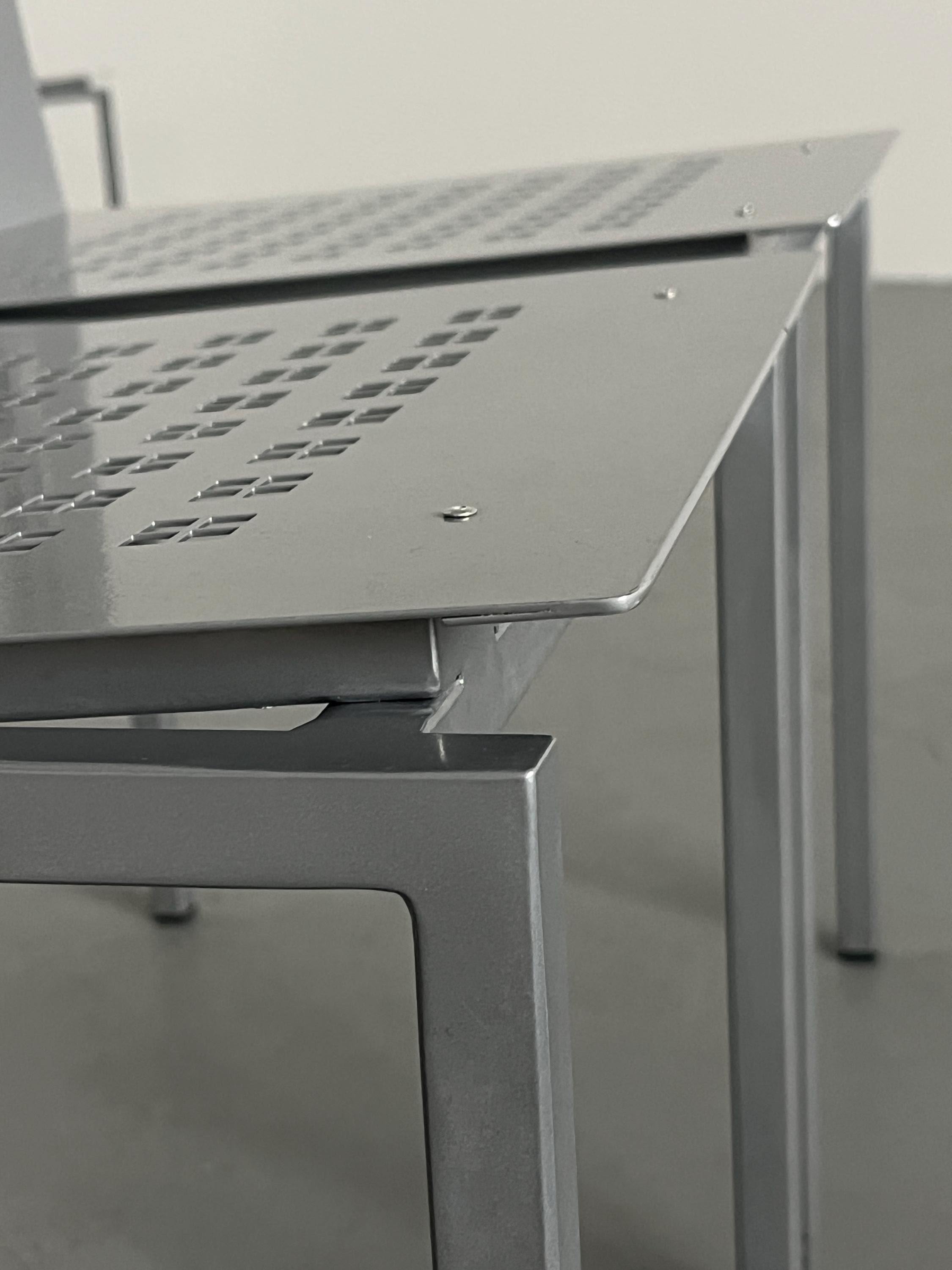 Architectural Geometrical Metal Plate Chairs in the Style of Pietro Arosio