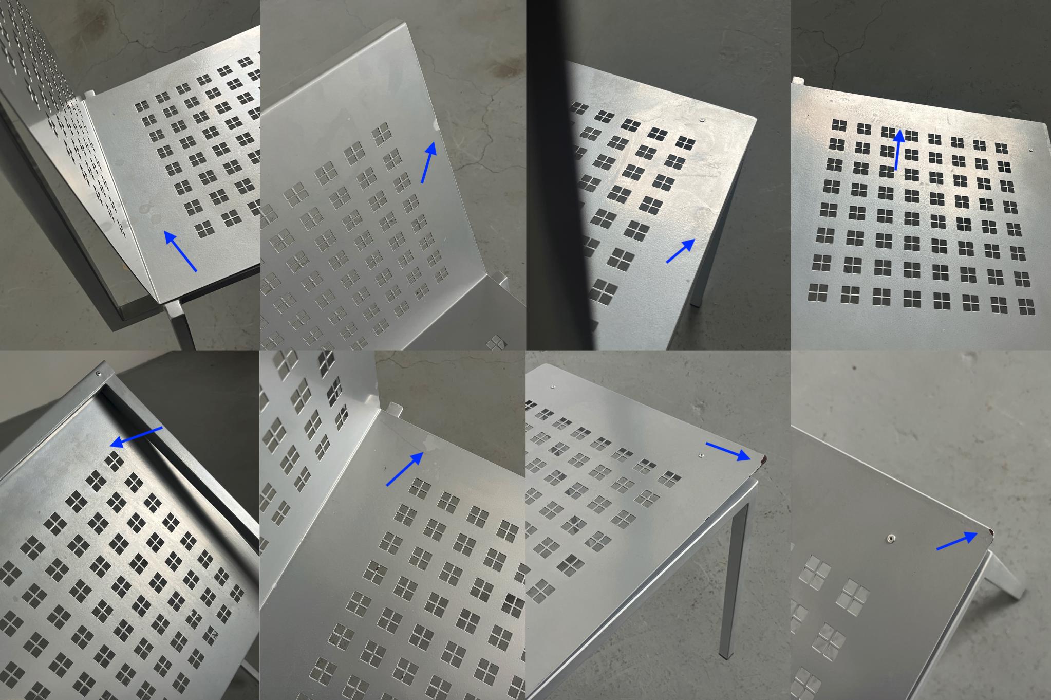 Architectural Geometrical Metal Plate Chairs in the Style of Pietro Arosio