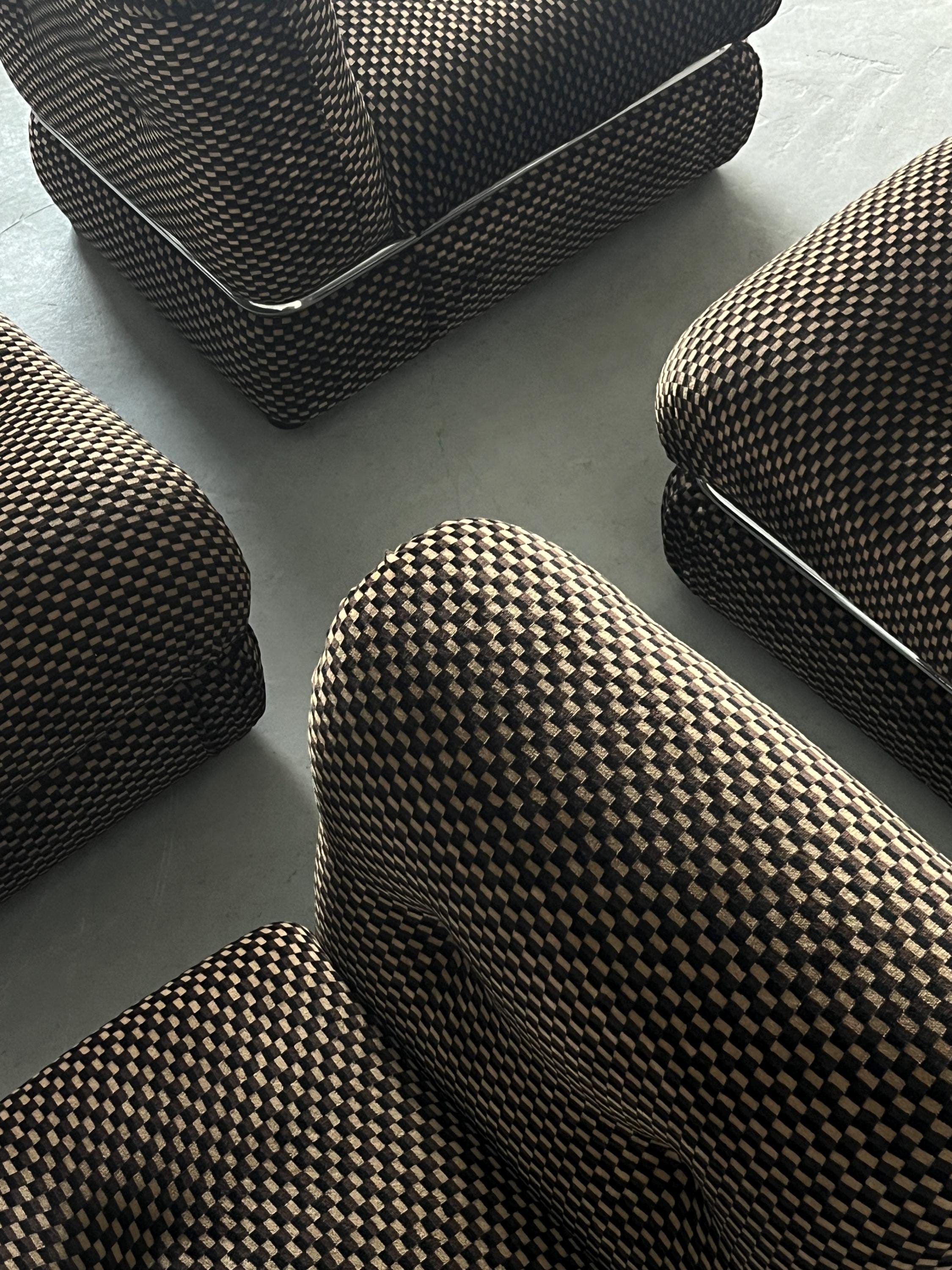 Italian Modular Seating Set in Checkered Upholstery