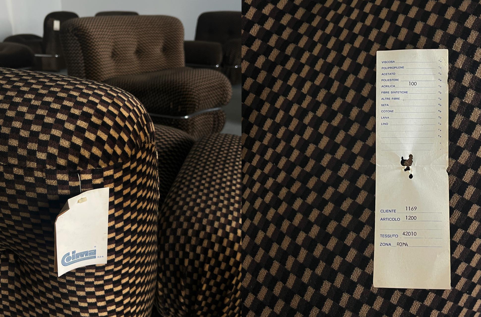 Italian Modular Seating Set in Checkered Upholstery