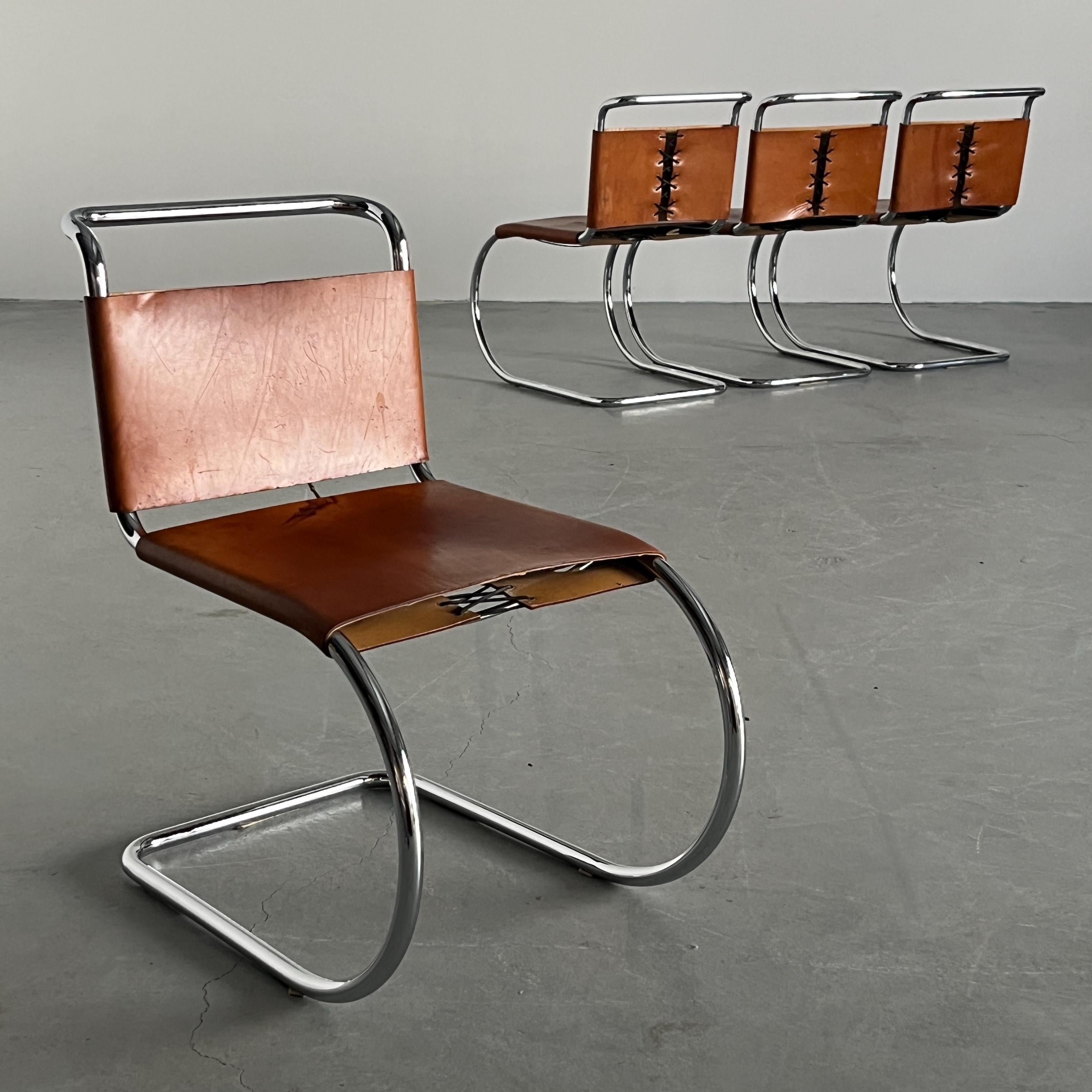 Early Original Mies van der Rohe ‘MR10’ Chairs by Bononia, Pre-1968