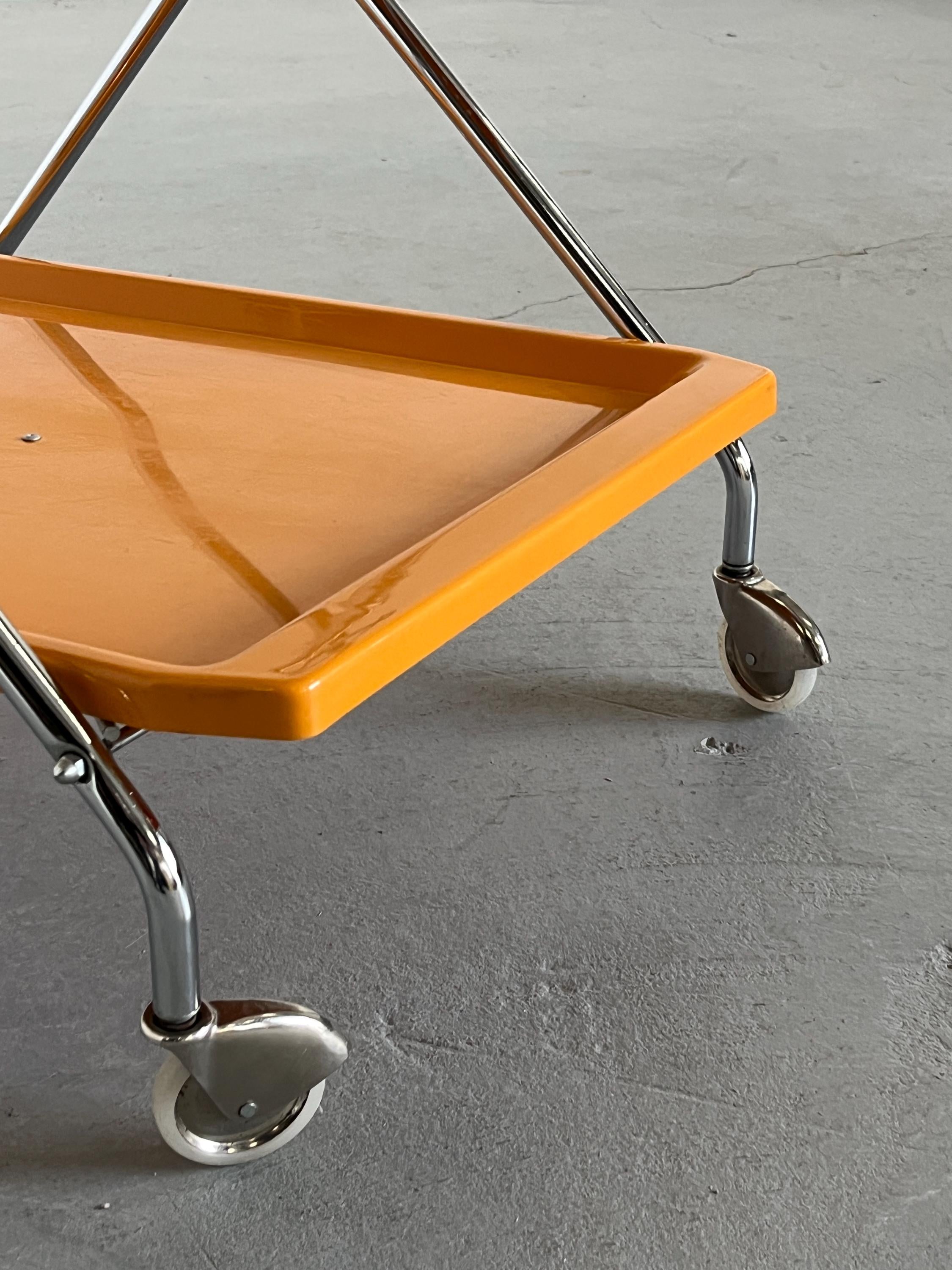 Space Age Foldable Trolley or Bar Cart in Orange Plastic